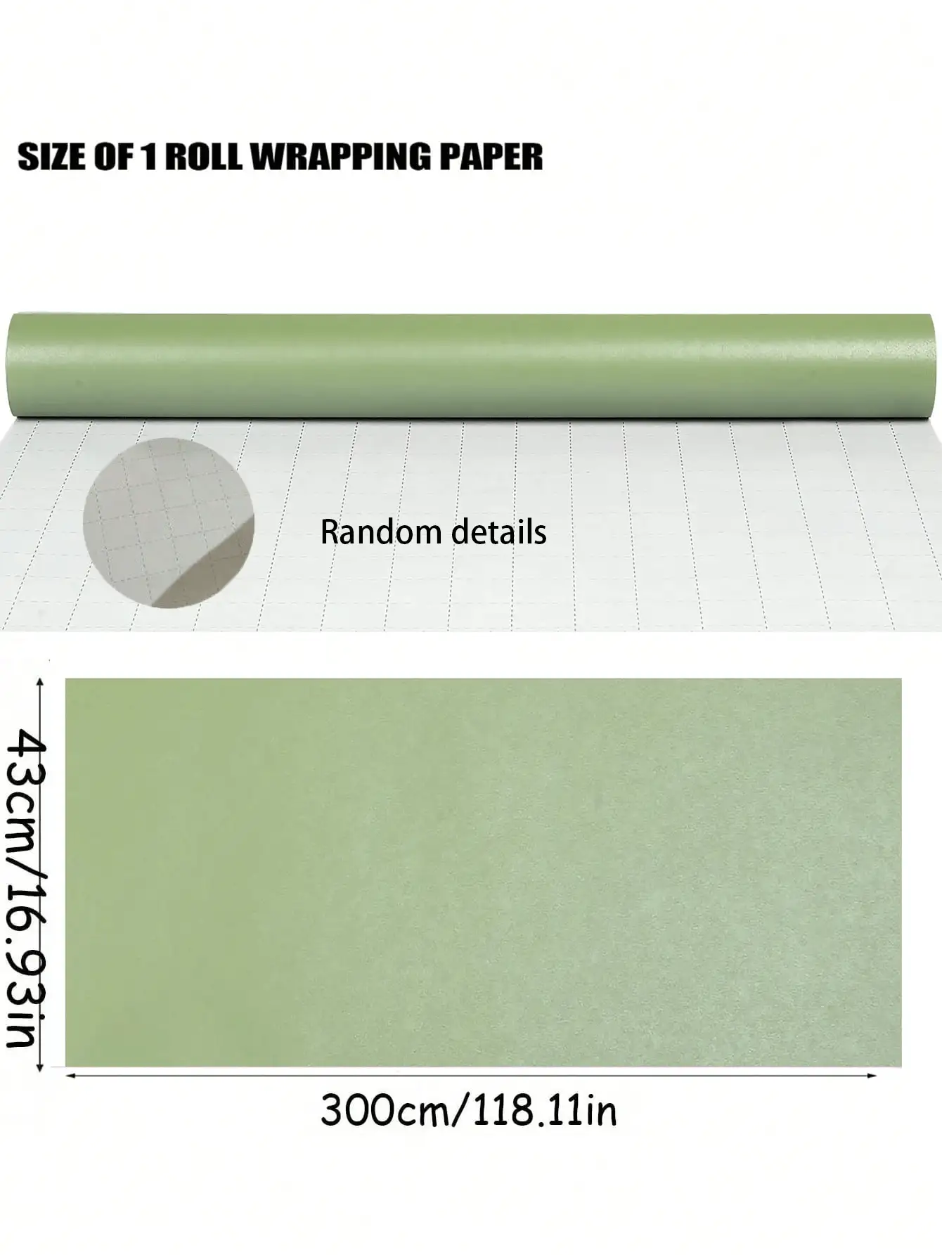 1卷鼠尾草绿包装纸，哑光金属质感包装纸，纯色包装纸，礼品包装纸，适用于婚礼、情人节、生日、圣诞节、DIY花束、金属圣诞礼品包装纸、DIY圣诞装饰纸，纯色图案，哑光表面