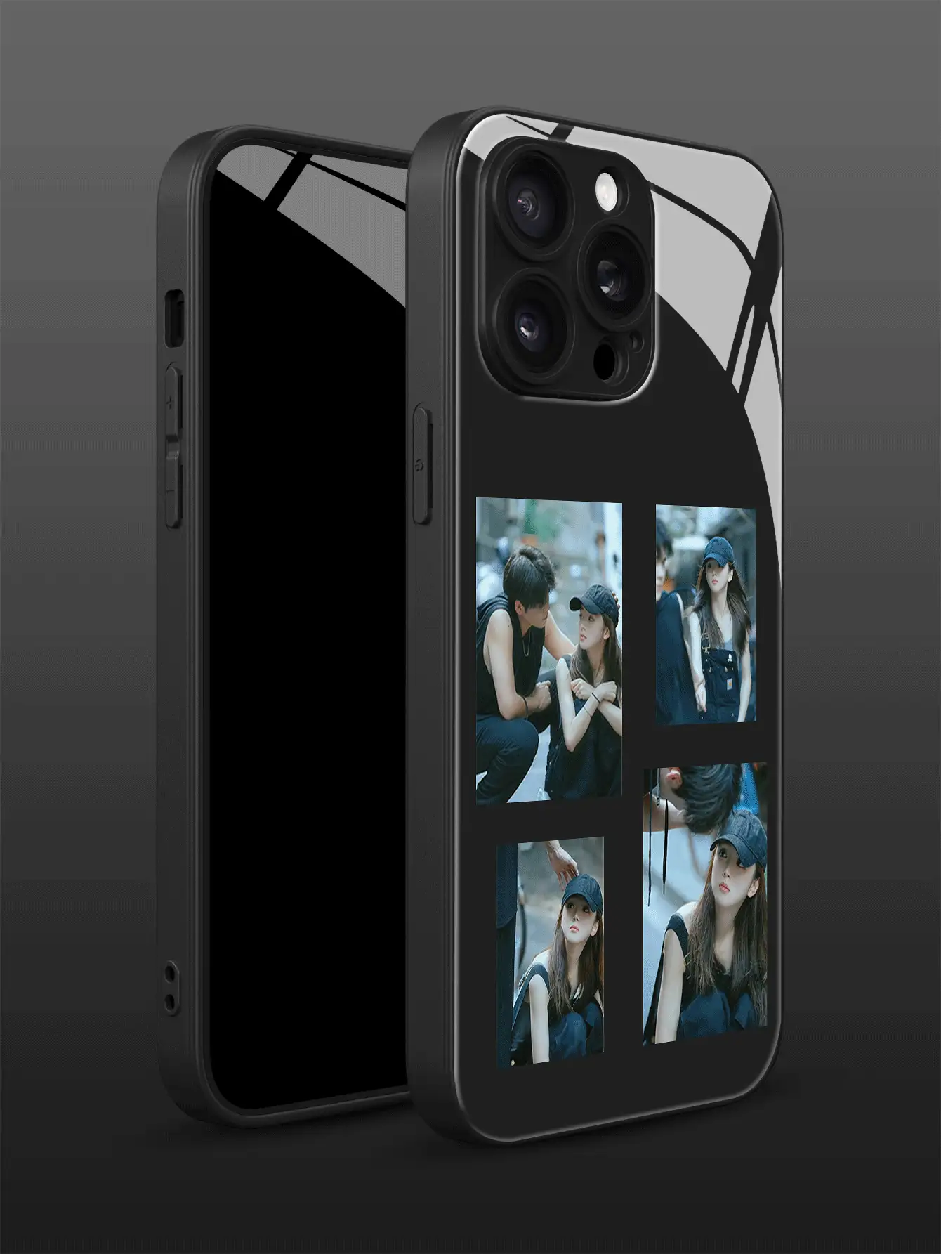 1 Stück individuell gestaltbare Foto-Metallbeschichtete gehärtetes Glas Handyhülle, kompatibel mit Samsung S24 Ultra/S25 Ultra, 14 Ultra/kompatibel mit Redmi Note 14 Pro, 17 16 Pro Max/15/14 Plus/13 Pro/12 Pro Max/11/Xs Max/8/7/6 Plus Süß, bestes Geschenk für Freunde, Eltern, Freund, Freundin, 2025 Halloween Zubehör, Handys & Zubehör, internationale Version, nicht die Inlandsversion - Schwarz - Übersicht 2