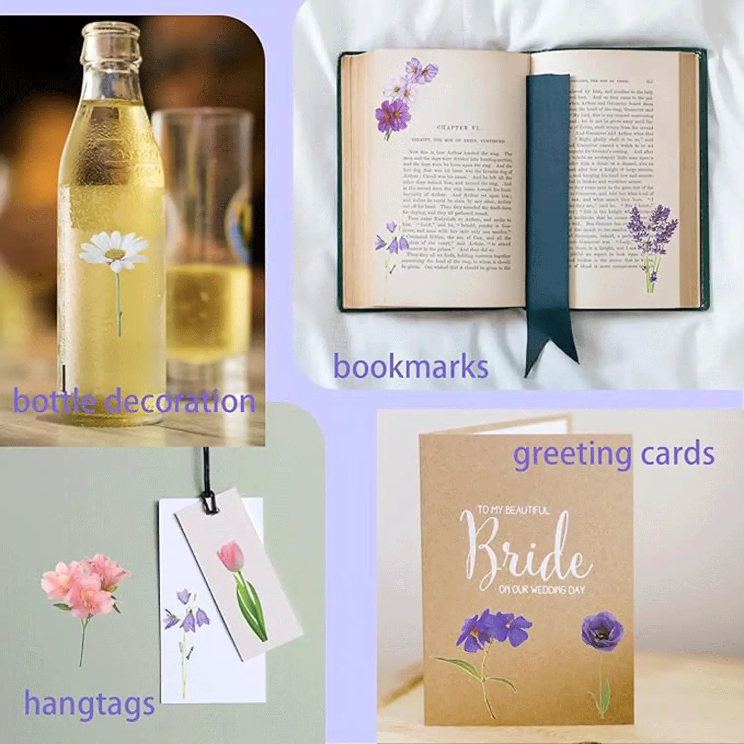 50pcs Plant Flower PET Stickers . Thermal Transfer Ironing . DIY Handmade Decorative Stickers . Notebook Collage Materials . Waterproof And Tear-Resistant . - Multicolor - View 3