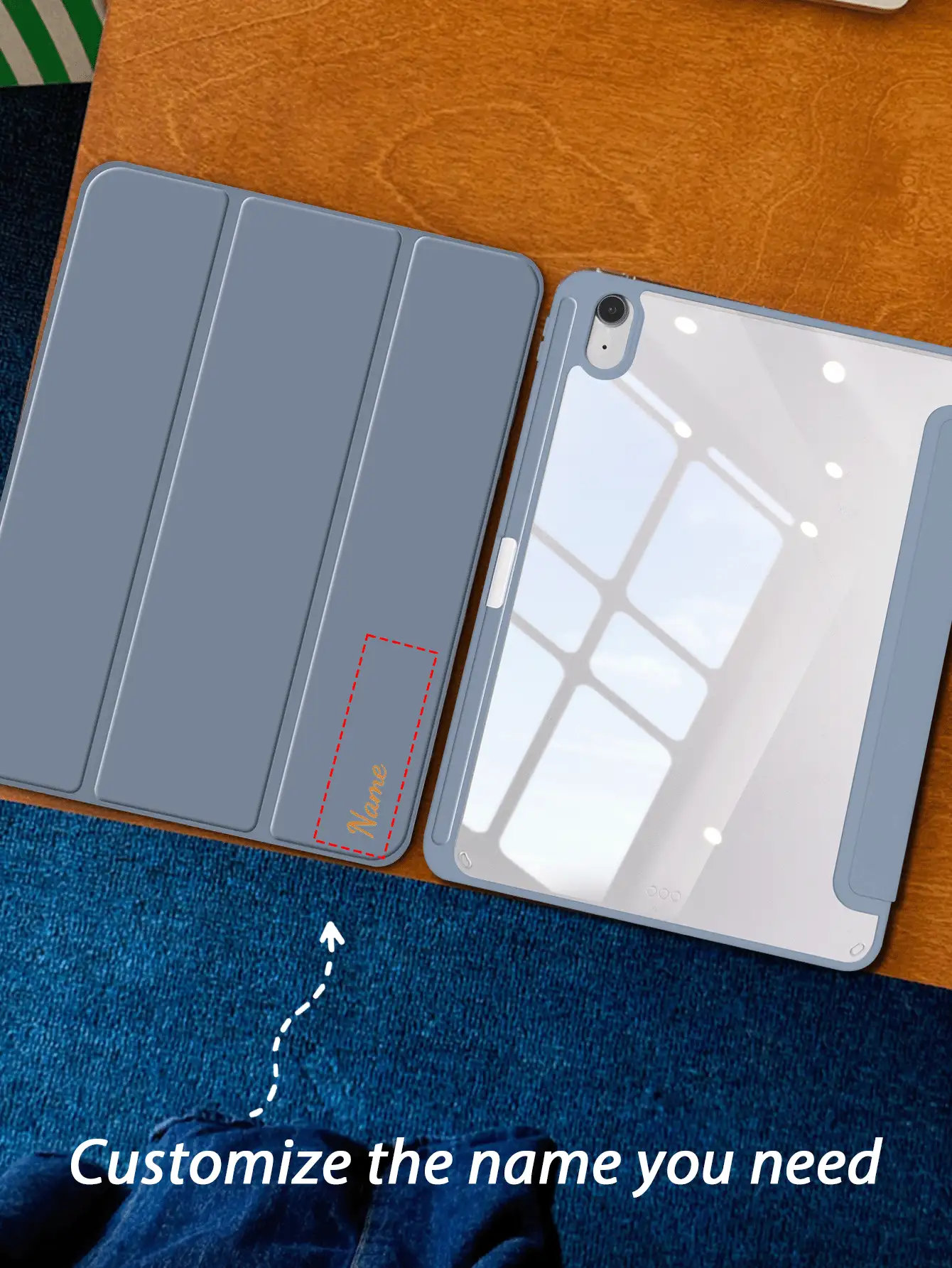 1pc Acrylic Tri-Fold Lavender Tablet Case, Customizable Text, Compatible With IPad Mini6/Mini7/Air1/Air2/9.7/10.2/10.5/Air4/Air5/10.9/11/10th Gen/Air 11-In.(M2)-2024/Pro 11-In.(M4)-2024/Compatible With IPad Air 11-Inch (M3) 2025/Compatible With IPad (A16) 11 Inch 11th Generation 2025 Apple Models, Personalized Writing, Tri-Fold Stand, Built-In Pencil Slot, Acrylic Backcover Anti-Bend Anti-Scratch, Magnetic Sleep/Wake, Creative Casual Simple Compatible With IPad Tablet Protective Tri-Fold Case, Some Models Come With Lens Frame - Multicolor - View 4