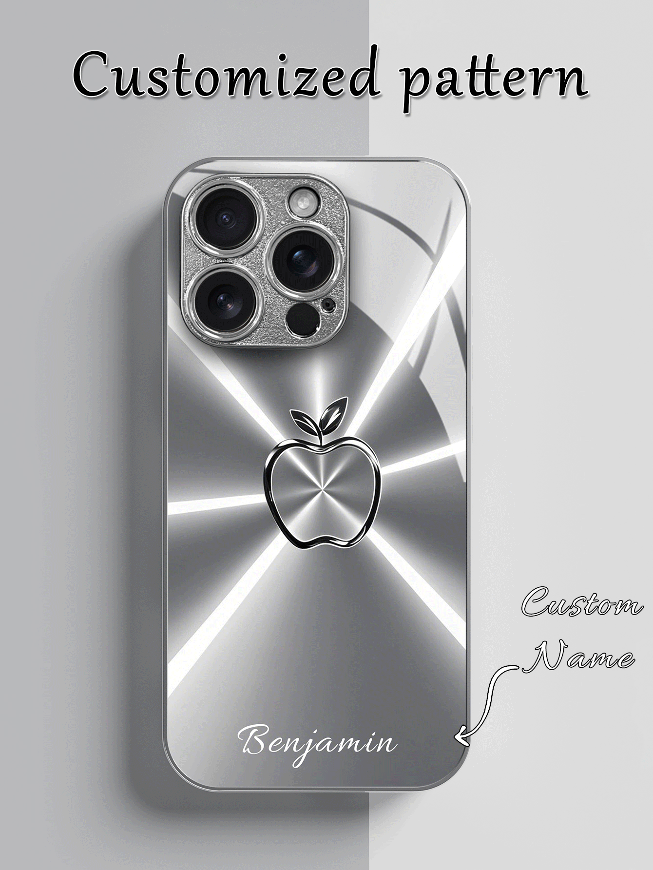 1pc Custom High-Definition Electroplated Glass Phone Case, Apple Pattern Suitable Compatible With Apple 16 Pro Max/15/14 Plus/13 Pro/12 Pro Max/11/XsMax/8/7/6Plus And S24 Ultra/S25 Ultra. , Fashionable, Colorful, Cute, Fun, Minimalist, Matching Phone Case, Customized, Personalized, Unique, Ideal Gift For Boyfriend - 彩色 - 查看 2