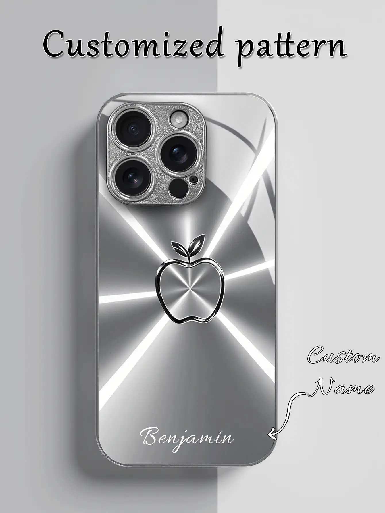 1pc Custom High-Definition Electroplated Glass Phone Case, Apple Pattern Suitable Compatible With Apple 16 Pro Max/15/14 Plus/13 Pro/12 Pro Max/11/XsMax/8/7/6Plus And S24 Ultra/S25 Ultra. , Fashionable, Colorful, Cute, Fun, Minimalist, Matching Phone Case, Customized, Personalized, Unique, Ideal Gift For Boyfriend - 彩色 - 查看 2