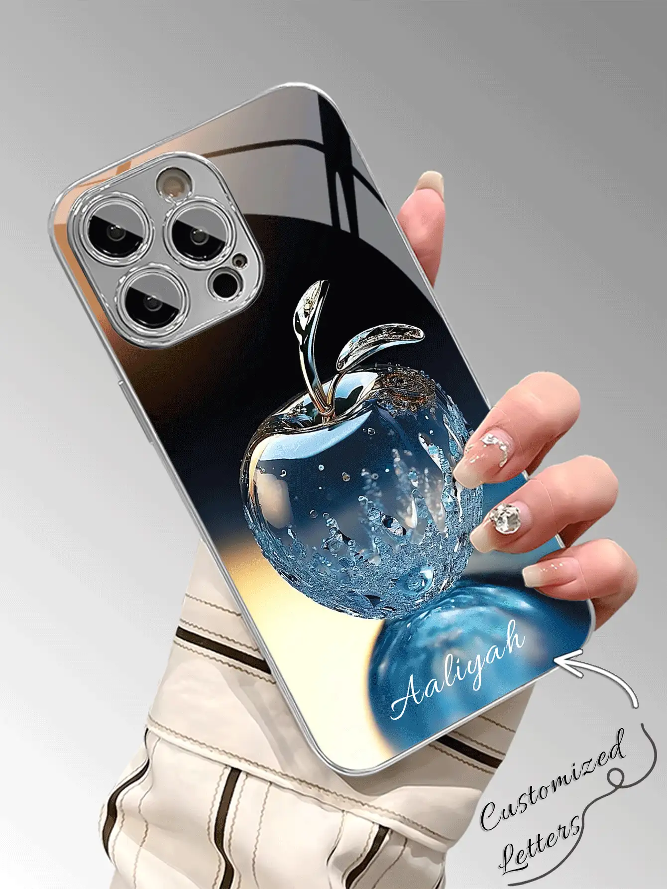 1pc Custom High-Definition Electroplated Glass Phone Case, Apple Pattern Suitable Compatible With Apple 16 Pro Max/15/14 Plus/13 Pro/12 Pro Max/11/XsMax/8/7/6Plus And S24 Ultra/S25 Ultra. , Fashionable, Colorful, Cute, Fun, Minimalist, Matching Phone Case, Customized, Personalized, Unique, Ideal Gift For Boyfriend - 彩色 - 查看 9