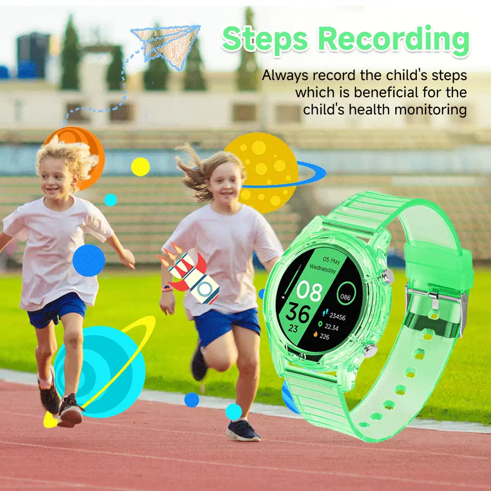SIMSONLAB Nouvelle montre connectée ronde HD de 1,28 pouces à écran tactile plein pour enfants et adolescents, composition 2025, avec fonctions de numérotation/réception d'appels téléphoniques, podomètre, comptage des calories, modes multisports, rappel de messages et d'appels entrants. Montre connectée multifonction compatible Android/iOS