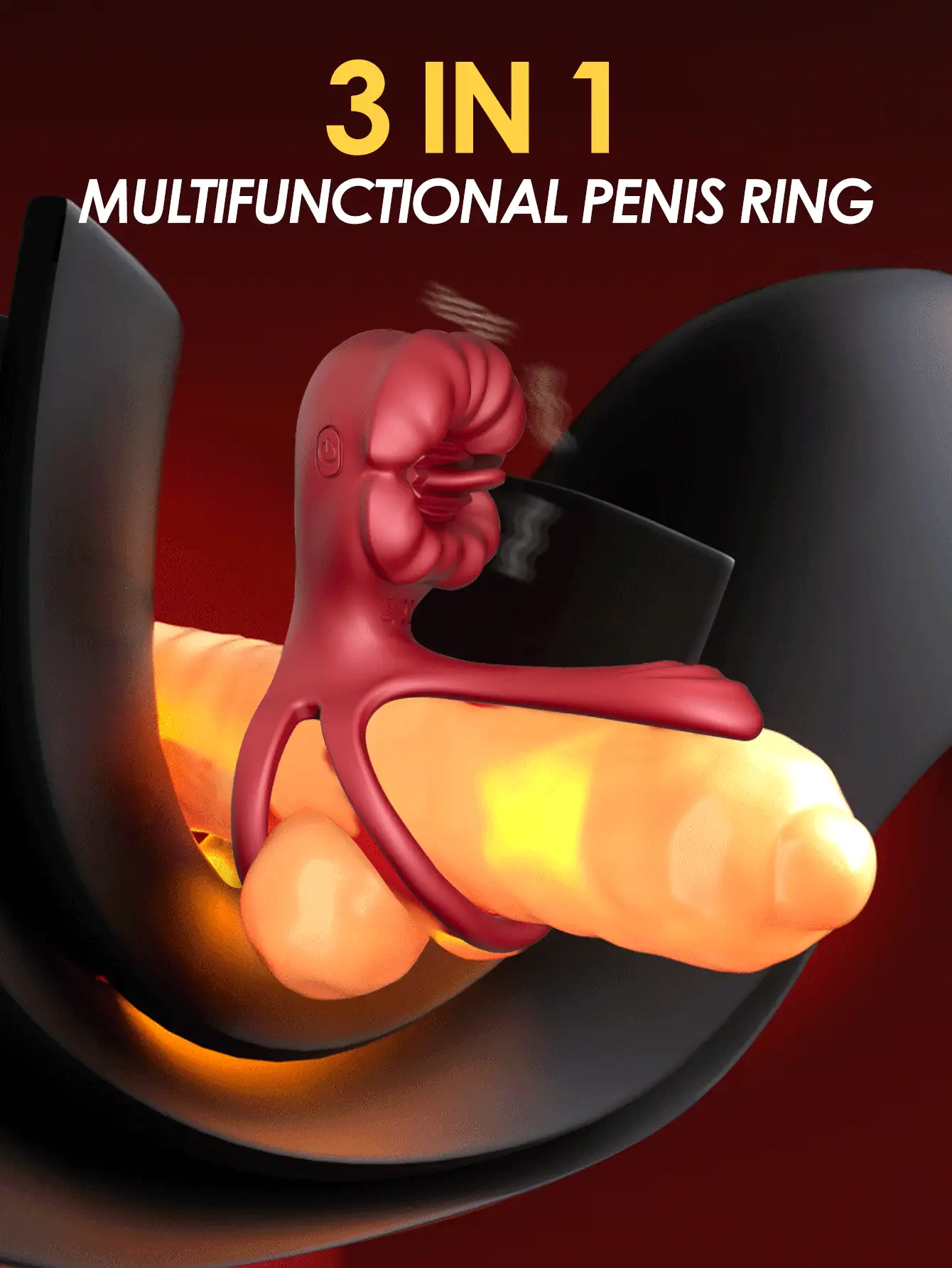 Adult Sex Toys Vibrator, Vibrating Penis Sleeve Cock Ring With Full Lips Tongue Clitoral Stimulator, APP Penis Ring Couples Pleasure Sex Toys For Men Women, Mouth Tongue Licking Penis Ring Vibrator For G Spot Stimulation, Male Female Couples Sex Toys