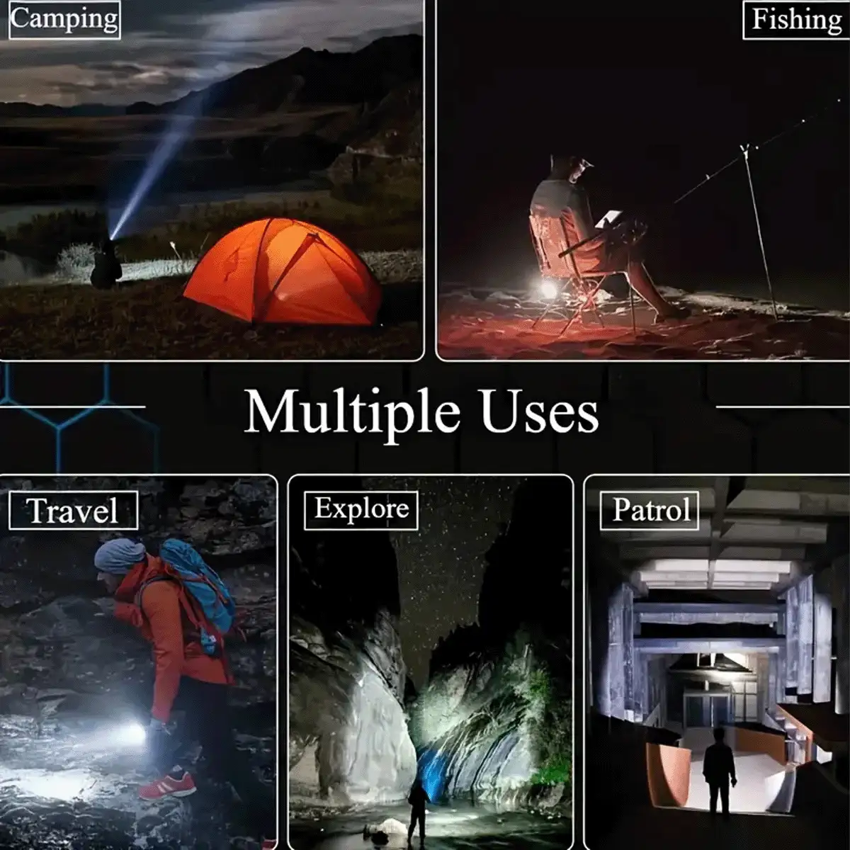 Ultra-Bright Type-C Rechargeable LED Flashlight - High Power, Telescopic Zoom, Durable Metal Design For Work, Patrol & Emergency Use - Includes Window Breaker, Ideal Gift, Super Bright, Best Gifts