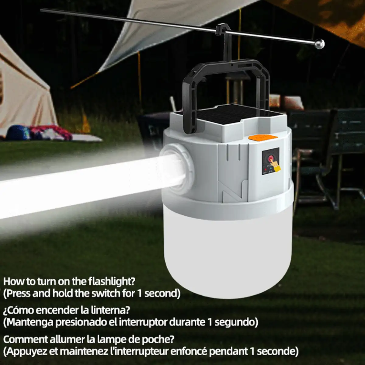 Đèn cắm trại LED năng lượng mặt trời ngoài trời có thể sạc lại bằng USB Đèn lồng di động Đèn khẩn cấp cho BBQ Đi bộ đường dài Chợ đêm, Đèn năng lượng mặt trời ngoài trời - Trăng lạnh - Xem 6