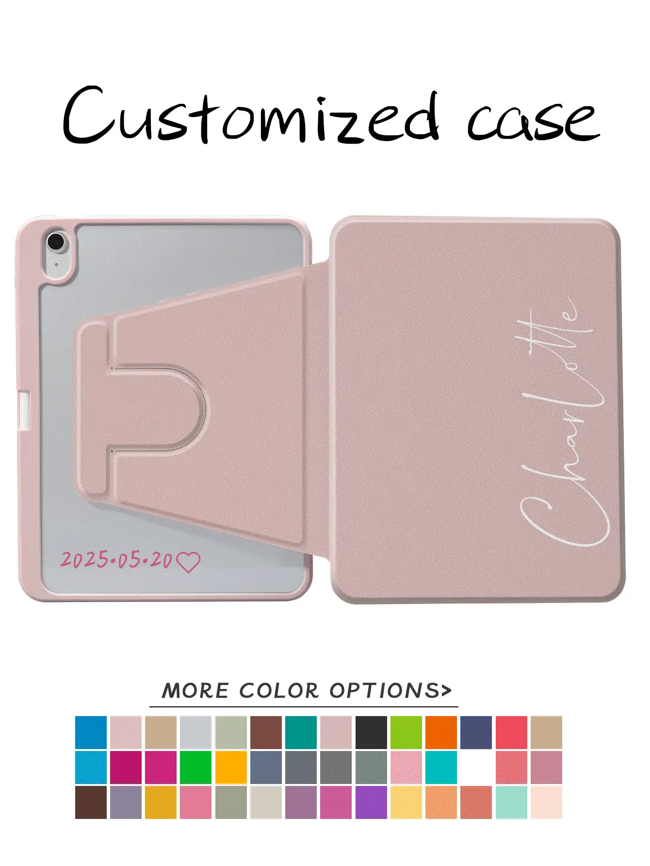 Ayotu Name And Text Customized IPad Protective Case Compatible With IPad 10th Generation And IPad Air 4/5 10.9 Inches, Acrylic Anti-Bending Protective Case Can Be Rotated Horizontally And Vertically, Compatible With IPad Pro 11 Inches And IPad 7/8/9th Generation 10.2-Inch Protective Case. - Multicolor - View 2