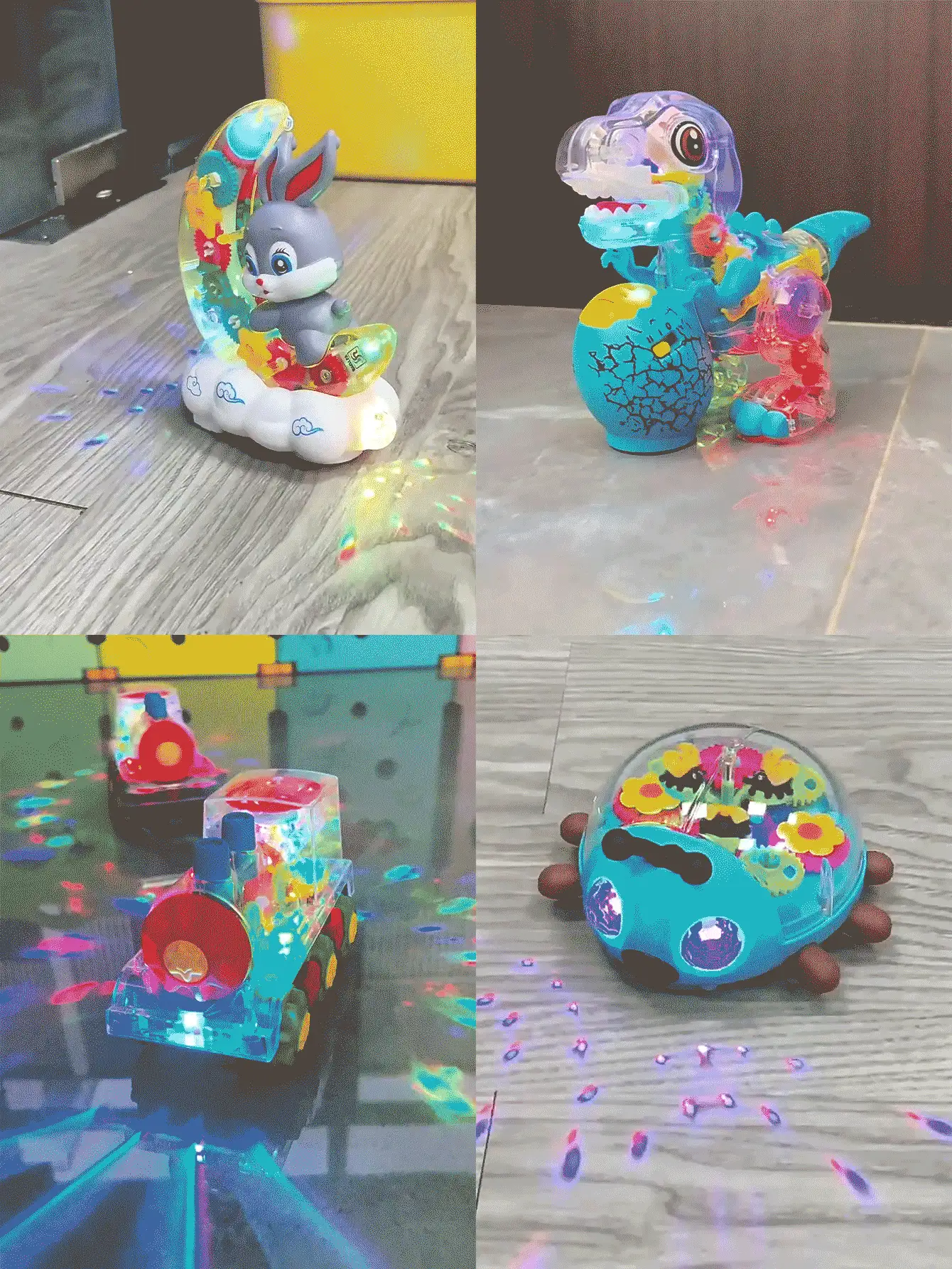 1 件电动玩具带灯光和音乐发光电动透明齿轮玩具婴儿早教幼儿爬行玩具通用行走可爱玩具男孩女孩