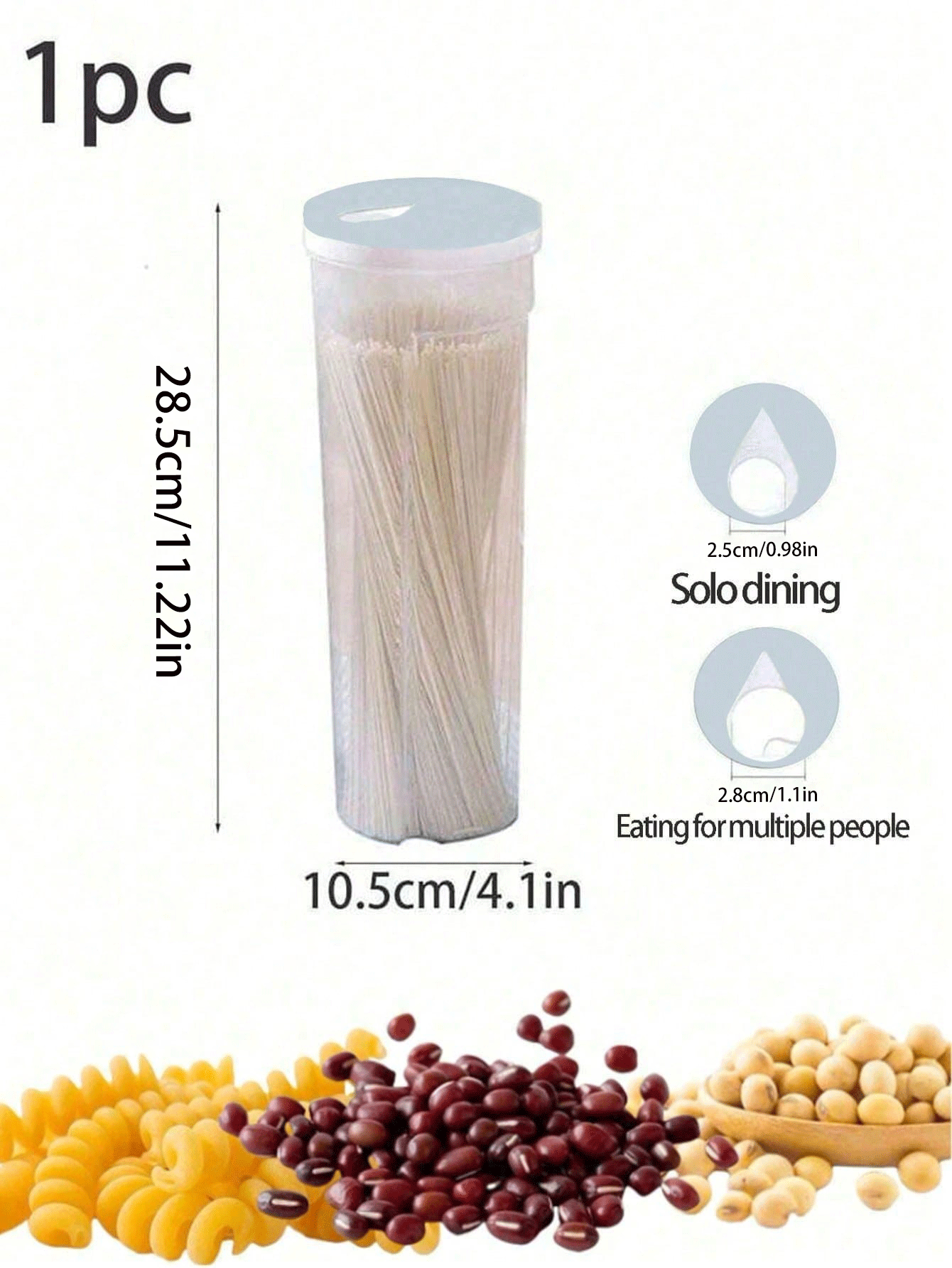 1 件大容量塑料储物容器套装 - 密封意大利面/面条/谷物食品罐（包括厨房/家庭/餐厅使用的面条管） - 彩色 - 查看 3