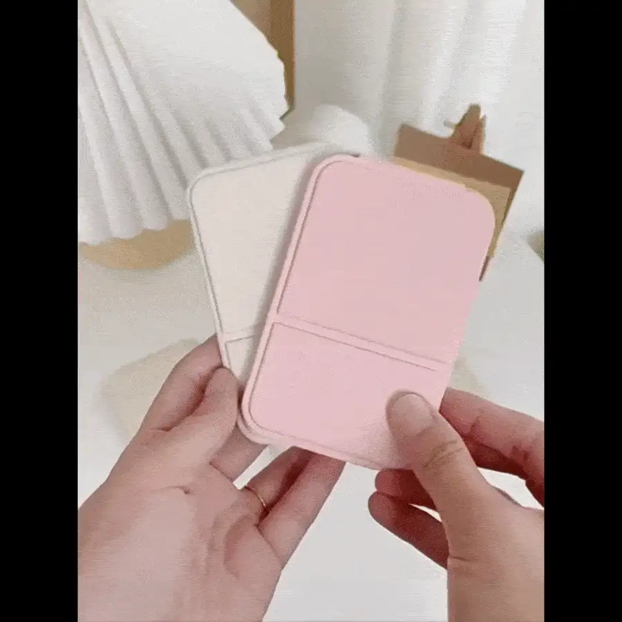1pc Foldable Portable Makeup Mirror With Stand, Travel Mirror, Beauty Tool, Tabletop Vanity Mirror, Polyurethane Leather Small Mirror, Minimalist PU Leather Design, Compact Folding Travel Makeup Mirror, Travel Essential, Bedroom, Dorm Necessity, Ladies/Girls Gift, Christmas/Birthday Present, Bohemian Style