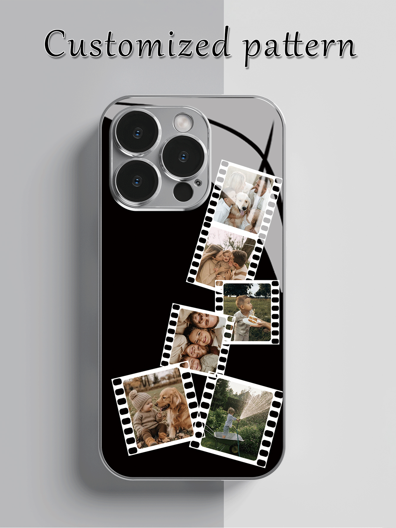 1 pieza Funda de teléfono de vidrio templado personalizada con electrochapado y 6 fotos personalizables - Multicolor - Añade 2
