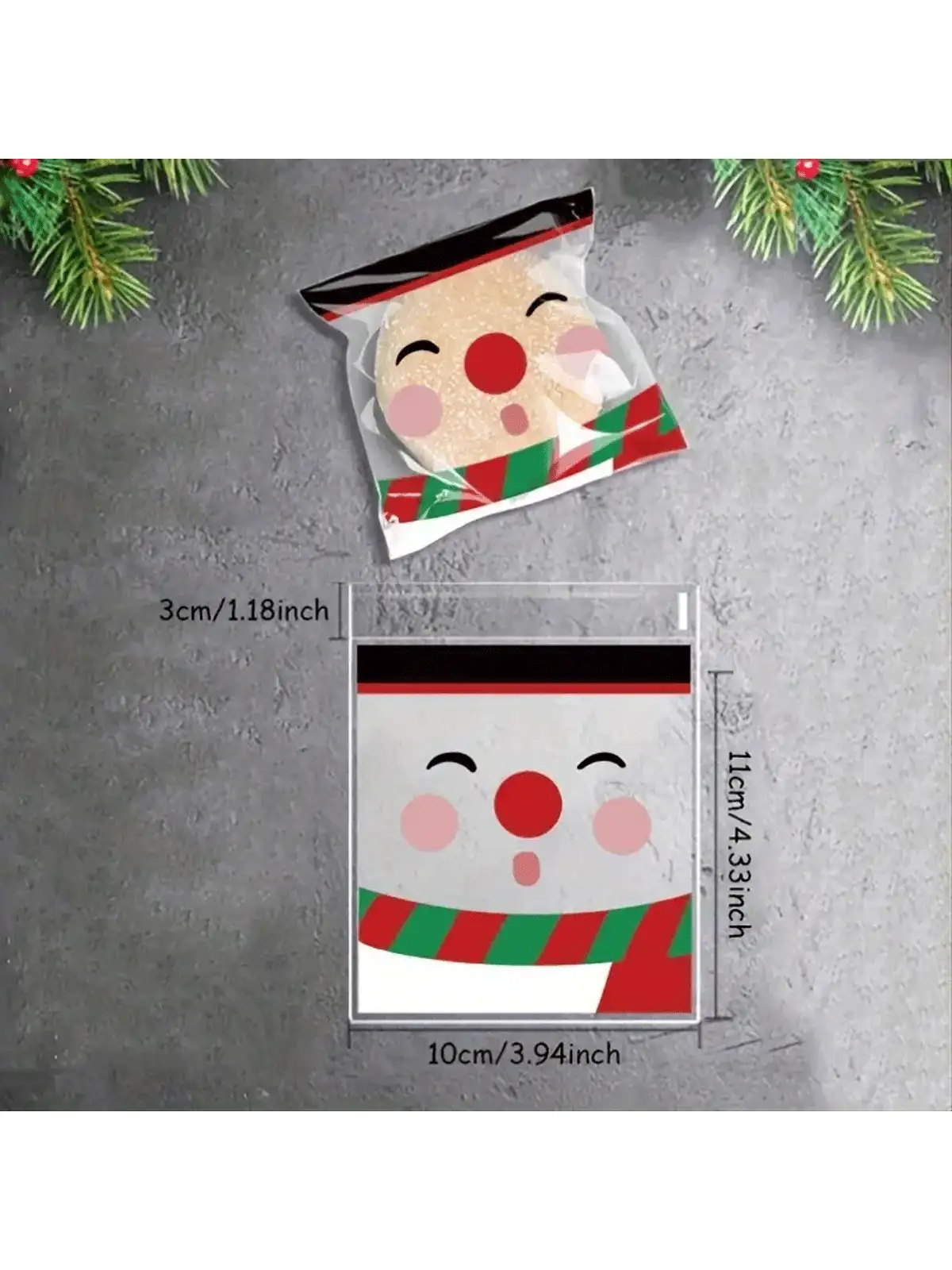 100/200 Stücke selbstklebende Weihnachtsgeschenktüten, Weihnachtsdekoration, Cookie-Beutel mit Selbstverschluss, Lebensmittelverpackungstüten, Bäckereizubehör, Backartikel, Feiertags-Dekorationen