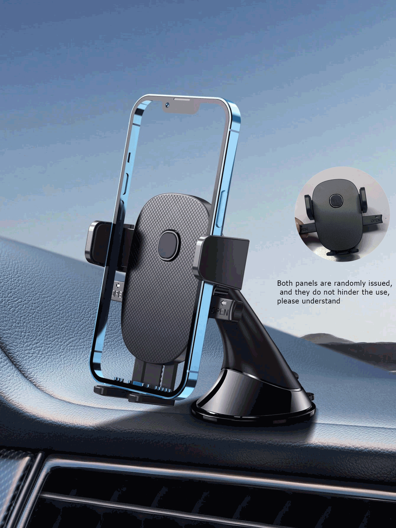 1 件车载仪表盘手机支架，新型紧凑便捷的重力安装稳定手机支架（随机发送 2 种面板设计） - 黑色 - 查看 8