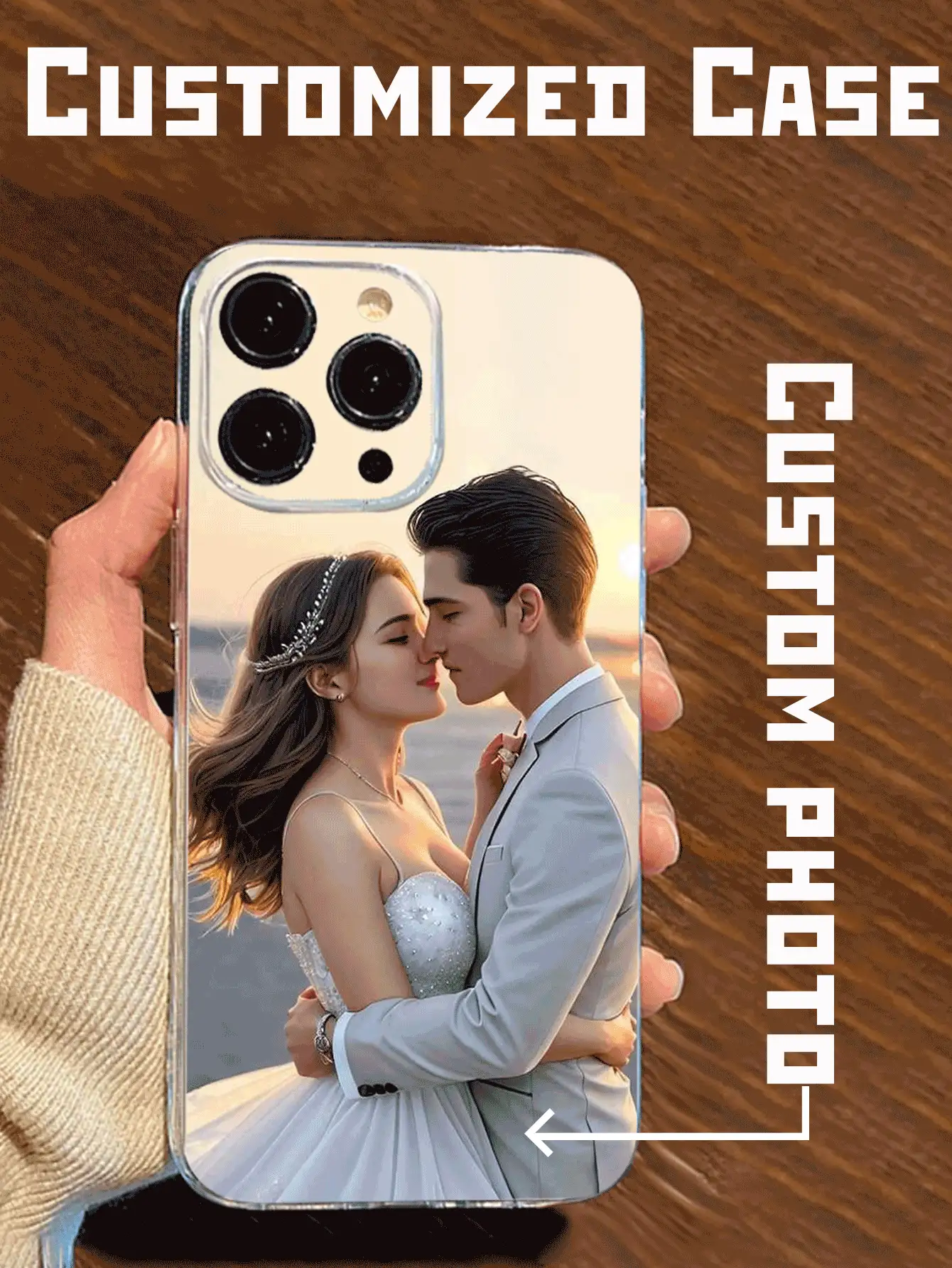 1 pieza Funda suave transparente personalizable de cobertura completa anticaídas de alta definición, adecuada para personalizar fotos de pareja, familia, mascotas, viaje como regalo de cumpleaños, vacaciones