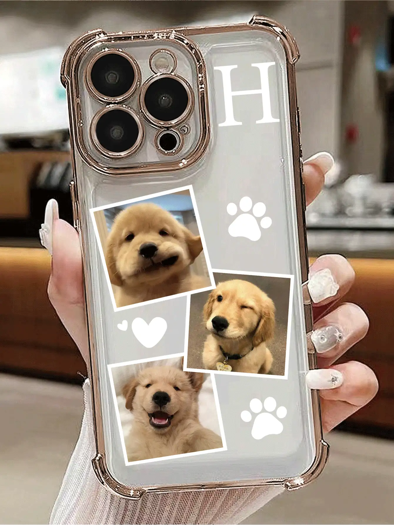 1 ốp lưng điện thoại tùy chỉnh, tự thiết kế 3 ảnh thú cưng, 1 chữ cái cá nhân hóa, họa tiết dấu chân chó/mèo, tương thích với iPhone 17 Pro Max/16 Pro Max/15 Pro/14 Plus/13/12/11/XR/XS MAX và S25 Ultra/S24 Ultra/S23 Ultra/S22 Ultra/S21 Ultra/S21 Plus/S21 FE/S20 FE, thời trang, nhiều màu sắc, dễ thương, vui nhộn, tối giản, ốp lưng đồng bộ, Kawaii tùy chỉnh, cá nhân hóa, độc đáo, quà tặng lý tưởng cho bạn trai/bạn gái, 2025phonecase - Vàng - Xem 2