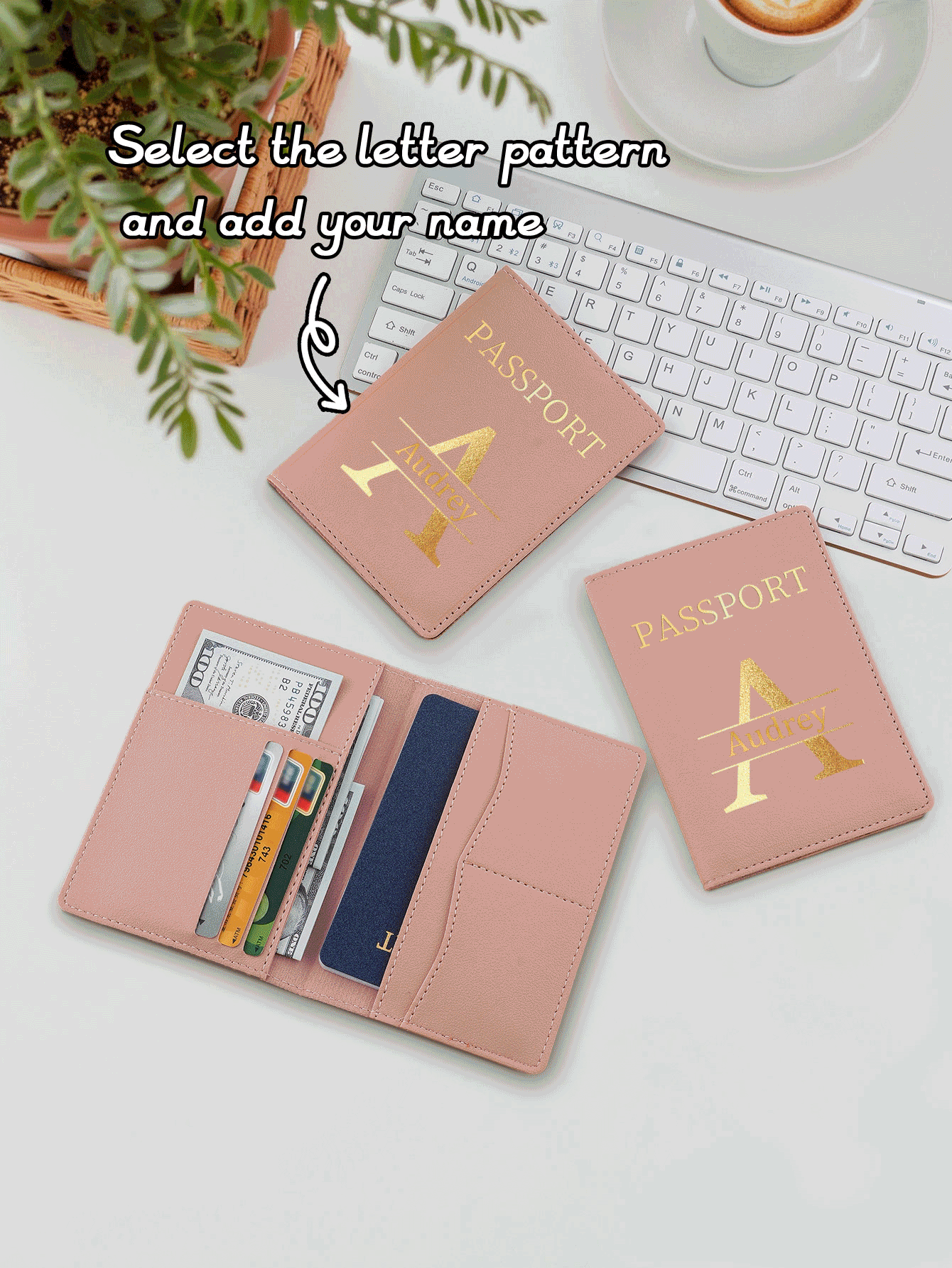 Ayotu Ví đựng hộ chiếu bằng da thật in logo chữ cái theo yêu cầu, chất liệu PU mềm mại, có thể đựng hộ chiếu và vé máy bay, dụng cụ sắp xếp hành lý du lịch, có thể gấp gọn và di động, đa chức năng, món quà thiết yếu cho kỳ nghỉ và đi làm, quà tặng cần thiết cho du lịch nhóm, nhiều màu sắc để lựa chọn, vali hành lý du lịch, quà tặng tốt nghiệp. - Nhiều màu - Xem 3