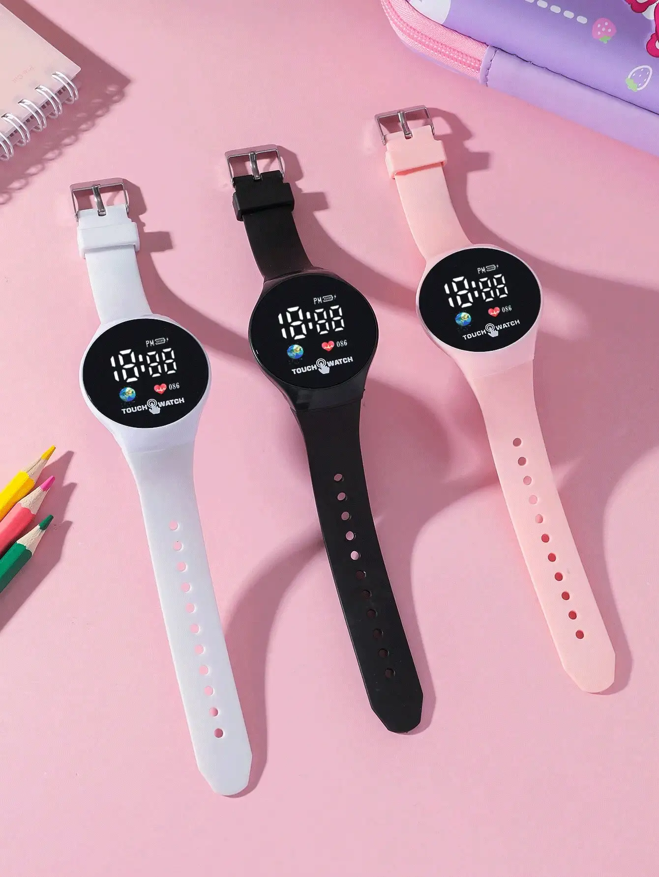 1 stuk geliefd elektronisch kinderhorloge, met datum en tijd, geschikt voor dagelijks gebruik of als festivalcadeau