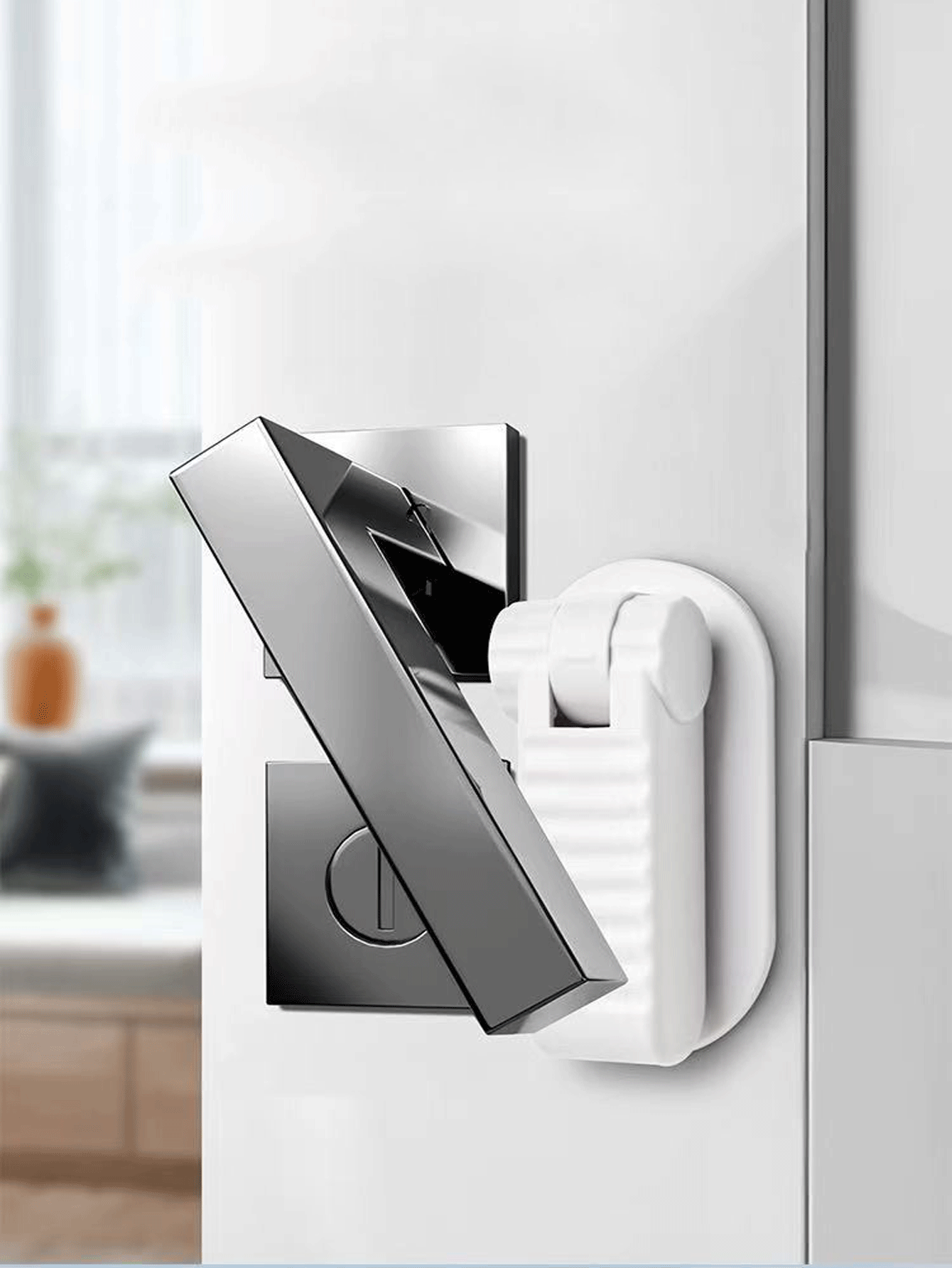 1/2/3/4-Piece Multi-Functional Door Lock: Protect Children And Pets, No Need To Drill Holes, Door Handle Lock Accessories, ABS Door Handle Anti-Squeeze Clip, Suitable For Home Decoration, Room Decoration, Bathroom, Office Decoration/Christmas - Multicolor - View 4