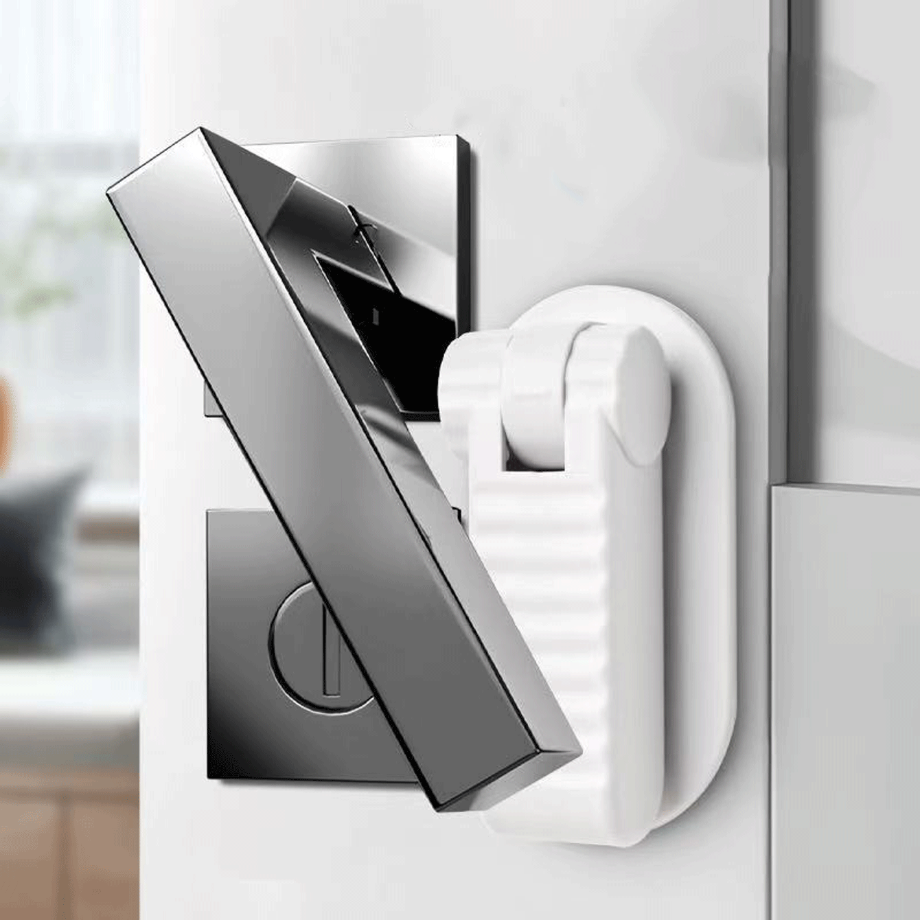 1/2/3/4-Piece Multi-Functional Door Lock: Protect Children And Pets, No Need To Drill Holes, Door Handle Lock Accessories, ABS Door Handle Anti-Squeeze Clip, Suitable For Home Decoration, Room Decoration, Bathroom, Office Decoration/Christmas - Multicolor - View 3