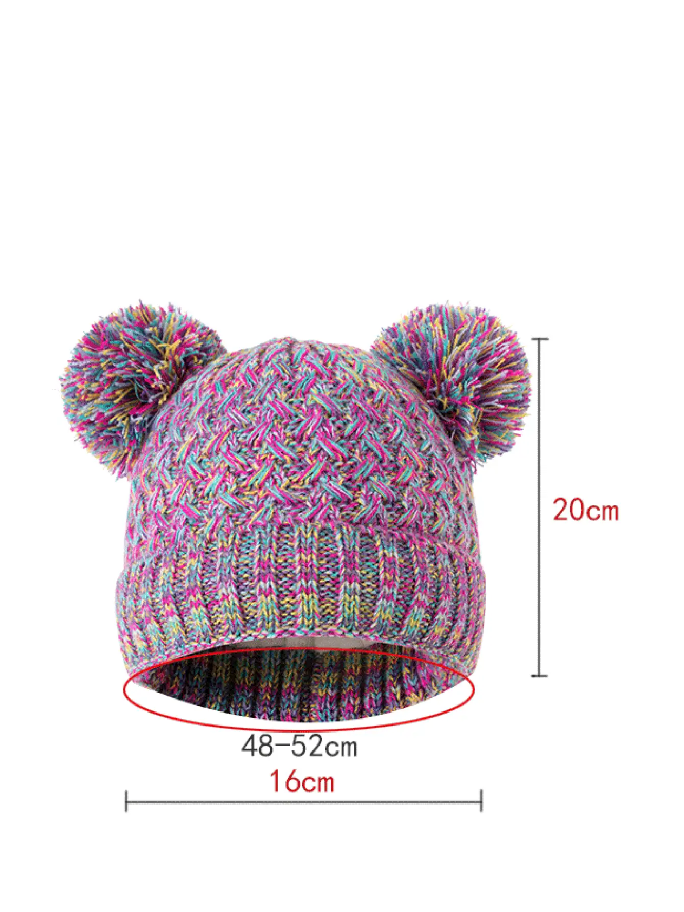 Bộ 3 món mũ ấm áp mùa thu/đông cho trẻ em, khăn quàng cổ và găng tay, mũ len thun hai tua rua dễ thương, bộ 3 món chống lạnh, màu cầu vồng - Nhiều màu - Xem 11