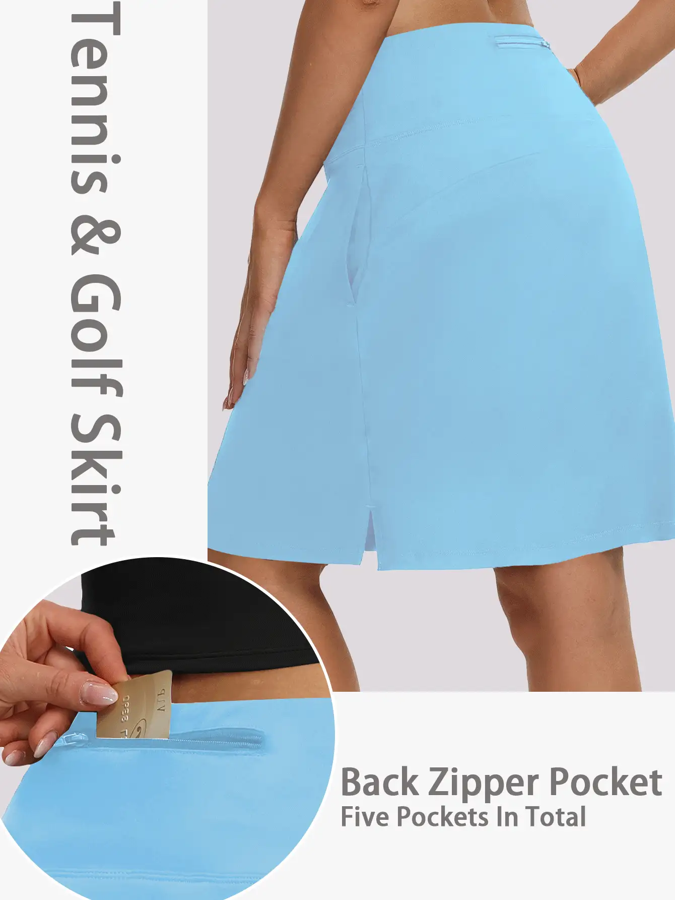 Falda de tenis para mujer con 5 bolsillos, falda deportiva de cintura alta para golf, faldas para correr de uso casual