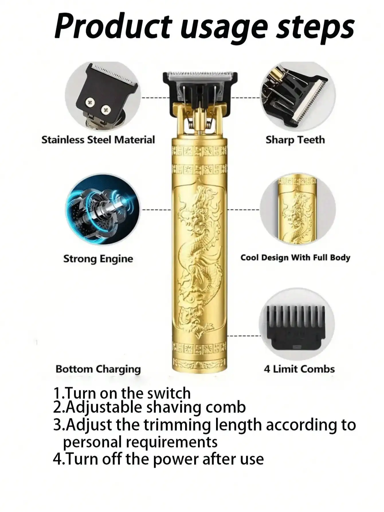 T9 Hair Clippers For Men Vintage Hair Cutting Machine Beard Trimmer Kits Body Hair Shaving Barber Beard Trimmer Electric Shaver