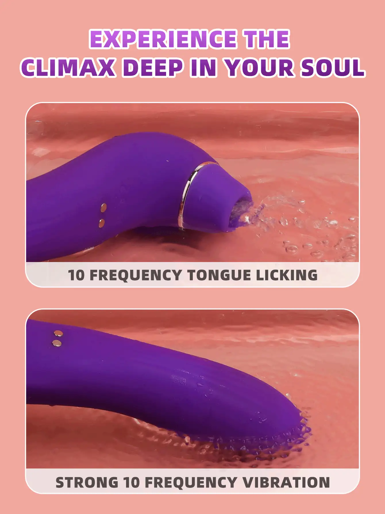 2-In-1 Clitoral Suction Vibrating Dildo, Women's G-Spot Massager, 10 Suction Modes + 10 Vibration Frequencies, Powerful Female Orgasm Masturbator, Waterproof Rechargeable Adult Toy, Suitable For Couples And Solo Use, Ergonomic Stimulating Premium Sexy Gift - Purple - View 4