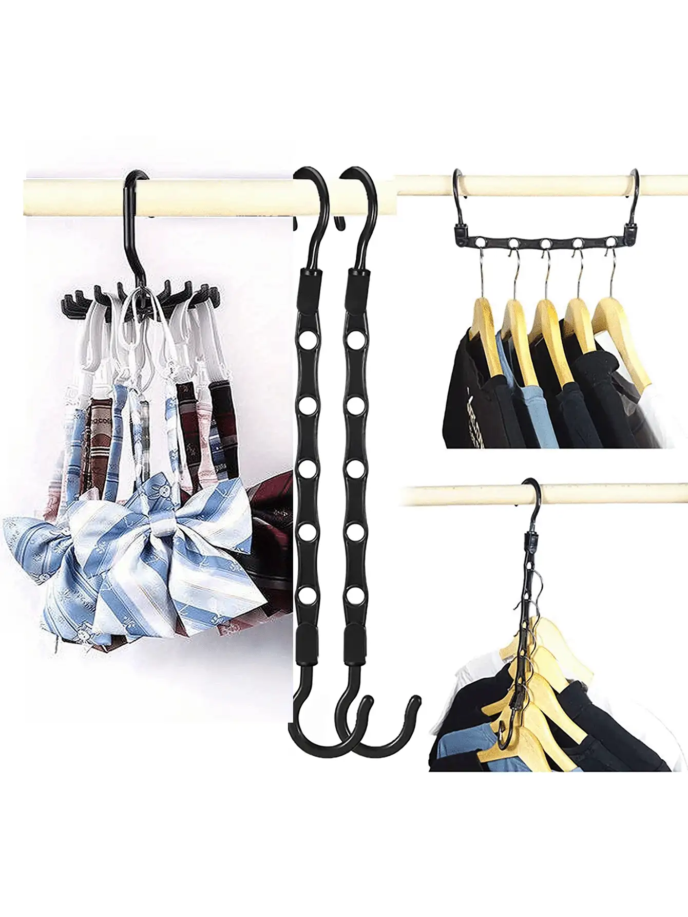 360° Rotating Multi-Functional Closet Organizer Hangers With Anti-Slip Hooks For Scarves, Belts, Ties, Bras, Tank Tops, Towels, And Bags – Space-Saving Storage Rack For Clothes, Dresses, Pants, Shoes, Skirts, And Accessories – Versatile Wardrobe And Drawer Organizer For Bedroom, Bathroom, Kitchen, Balcony, Dorms, And Apartments - Multicolor - View 3
