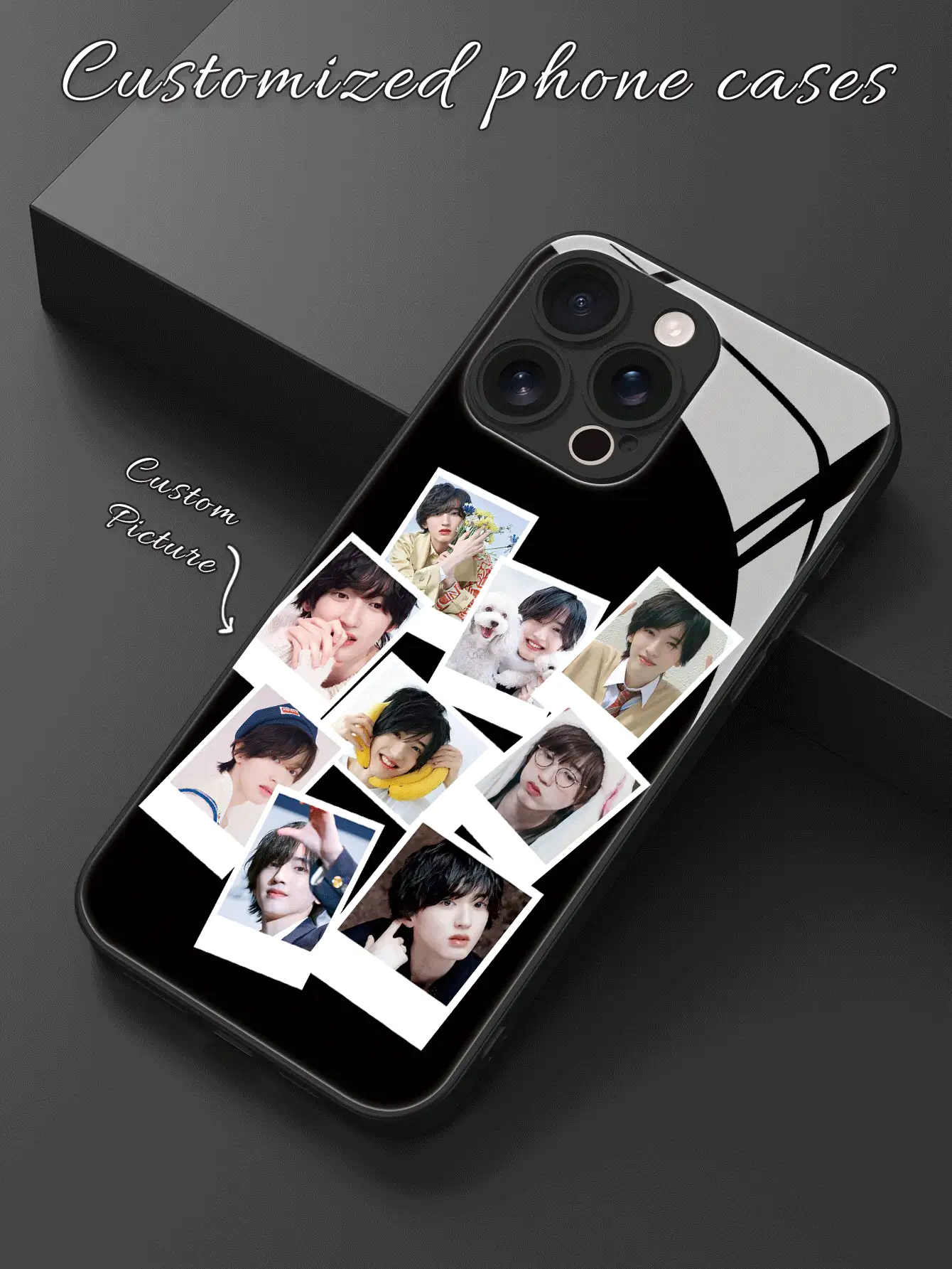 1个定制手机壳，DIY多照片日常生活、家庭、情侣、宠物创意手机壳，兼容三星S24 Ultra/S25 Ultra和苹果17 Pro Max/16 Pro Max/15 Pro/14 Plus/13 Pro/12 Pro Max/11/Xs Max/8/7/6 Plus，送给男友/女友的最佳礼物 - 黑色 - 查看 2