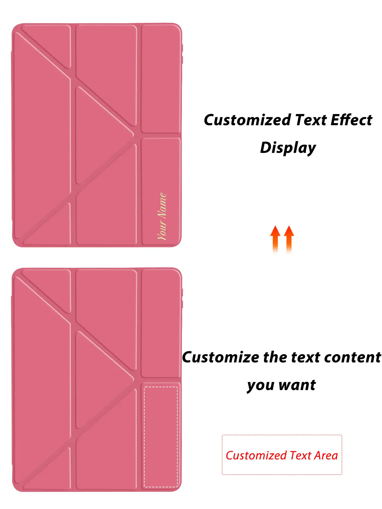 1 pieza Rosa Transparente Funda protectora plegable plana en forma de Y de acrílico, texto personalizable, sin lápiz óptico incluido, algunos modelos con marco de lente, soporte plegable de varios ángulos, ranura para lápiz óptico incorporada, cubierta trasera de acrílico de alta transparencia, anti-arañazos y anti-doblado, suspensión/activación magnética automática, diseño minimalista/casual/personalizado - Sandía roja - Ver 2