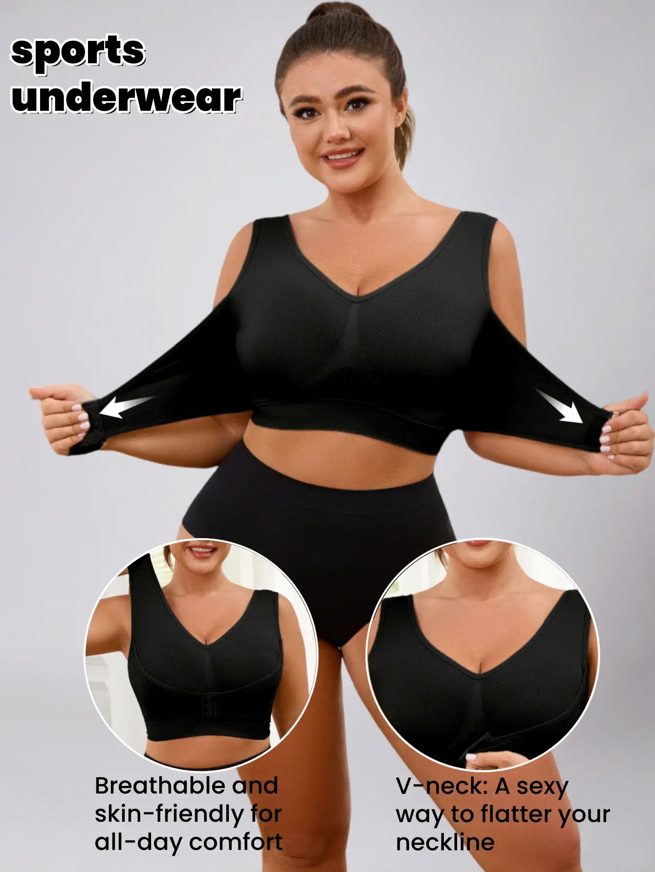 1pc Seamless Wireless Lift & Support Front Closure Adjustable Comfortable Side Gather Yoga Unpadded Sports Bra For Plus Size Women