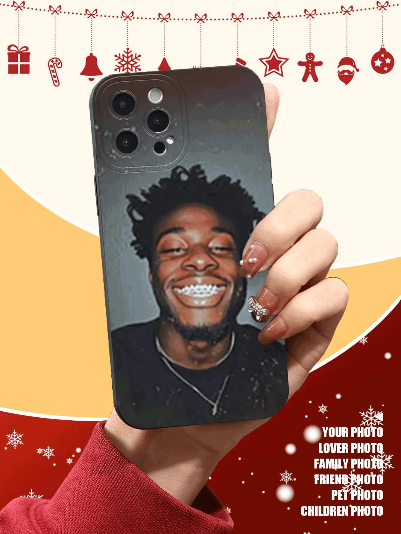 [Sản phẩm bán chạy nhất] Ốp điện thoại tự thiết kế theo phong cách DIY thời trang và cá tính, được thiết kế đặc biệt cho Giáng sinh và là món quà hoàn hảo cho kỳ nghỉ lễ. Thiết kế độc quyền, bảo vệ bốn góc chống rơi vỡ, tương thích với iPhone 7P, XR, 11, 12, 13, 14, 15, 16 Pro Max, 17 Pro Max, 17 Pro, Air 17, S22, S23, S24, S25 Ultra, A13, A14, A15, A16, A53, A54, A55 và nhiều hơn nữa, phiên bản quốc tế, không phải phiên bản nội địa. - Nhiều màu - Xem 3