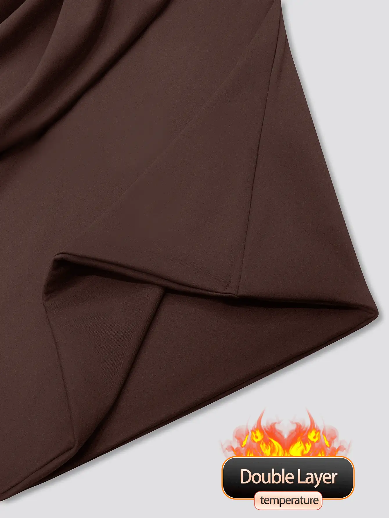 XLLAIS Áo thun dài tay cổ cao cơ bản mới năm 2025, chất liệu hai lớp co giãn ôm sát, kiểu dáng thường ngày mùa xuân. - Màu nâu sẫm - Xem 8