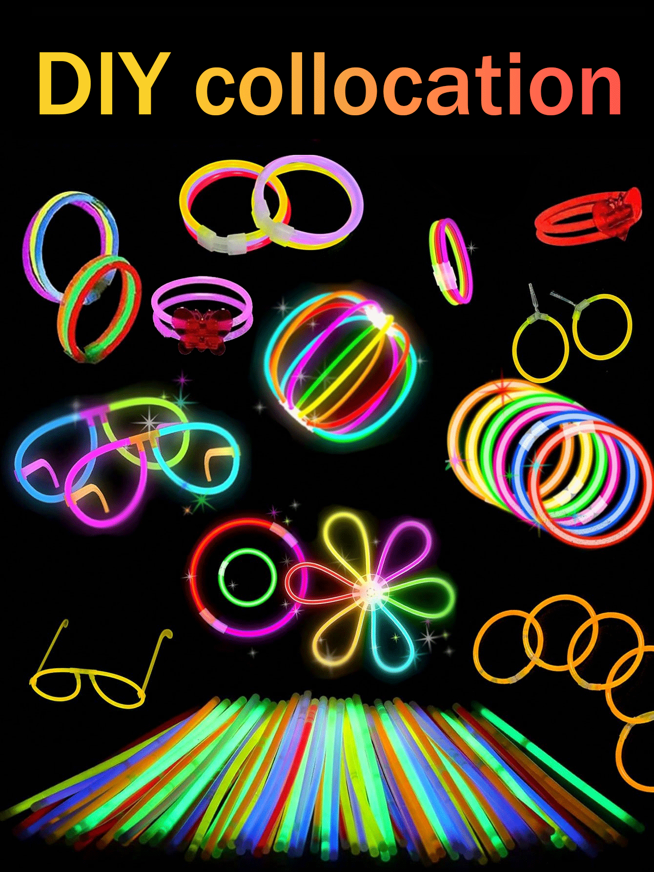 A Set Containing 207 8-Inch Party Glow Sticks. These Super Bright Glow Sticks Can Continue To Emit Light For 10 To 12 Hours In The Dark. They Can Be DIYed Into Bracelets, Party Cups, Necklaces, Earrings, Spheres, Etc. Wedding Glow Sticks, Suitable For Parties, Gatherings, Bars, Weddings, Festivals, Birthdays, Nightclubs, Concerts, Birthday Decorations, Christmas Party Supplies, Party Toys. Party Glow Stick Products. - Multicolor - View 4