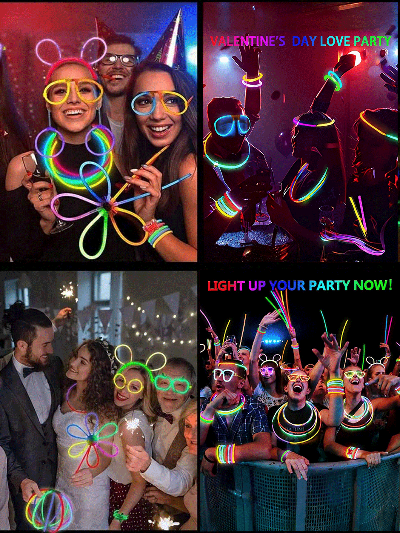 A Set Containing 207 8-Inch Party Glow Sticks. These Super Bright Glow Sticks Can Continue To Emit Light For 10 To 12 Hours In The Dark. They Can Be DIYed Into Bracelets, Party Cups, Necklaces, Earrings, Spheres, Etc. Wedding Glow Sticks, Suitable For Parties, Gatherings, Bars, Weddings, Festivals, Birthdays, Nightclubs, Concerts, Birthday Decorations, Christmas Party Supplies, Party Toys. Party Glow Stick Products. - Multicolor - View 6