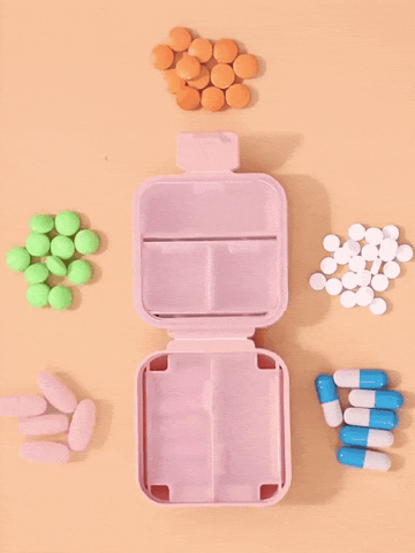 便携式防水药盒，男女通用，旅行必备，邮轮必备，宿舍必备，日常用药盒，可存放维生素、药品和保健品，PP材质，急救包，适合旅行、居家、露营、户外徒步、狩猎、返校等多种场合。 - 彩色 - 查看 2