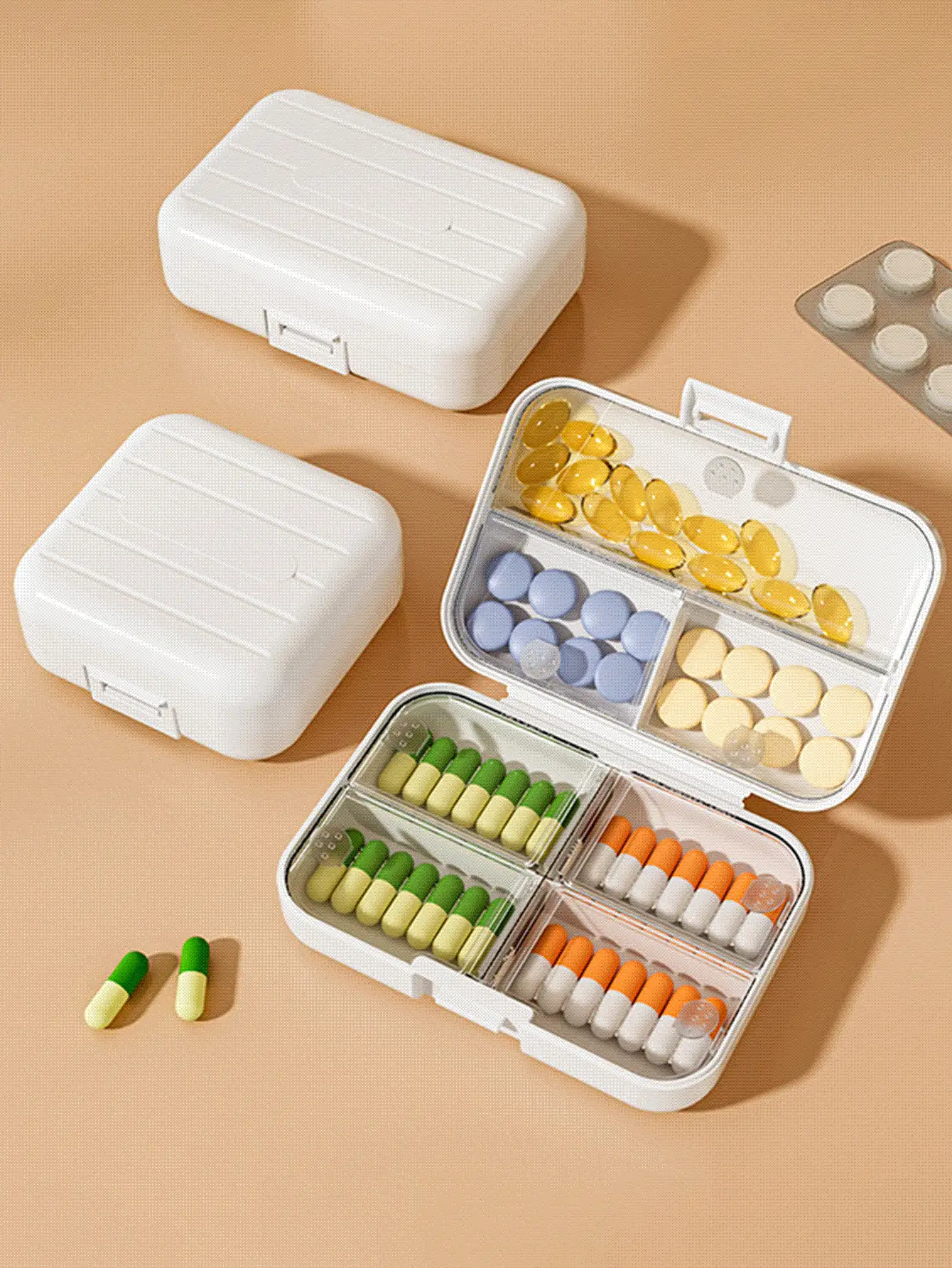 1pc/2pcs Pill Case, Portable Sealed Medicine Box, Mini Portable Pills Organizer Case, Waterproof And Moisture-Proof Travel Medicine Storage Box Small Pill Box With Separate Layers, Pocket Pill Box, Dispenser For Purse Vitamin Fish Oil Compartments Container Medicine Box, Medicine Organizer, Suitable For Outdoor Camping, Hiking, Fishing, Moisture-Proof, Mountaineering, And Travel - Multicolor - View 3