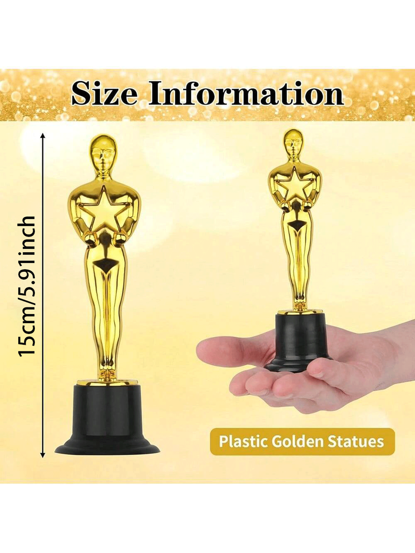 1/3/5pcs Gold Trophy, Gold Medal, Mini Trophy, Pentagram Small Gold Figure Trophy, Plastic Trophy, Suitable For Competitions, Events, Sports Matches, Party Decorations, Performances, Awards Ceremonies And Commendation Gifts - Multicolor - View 3