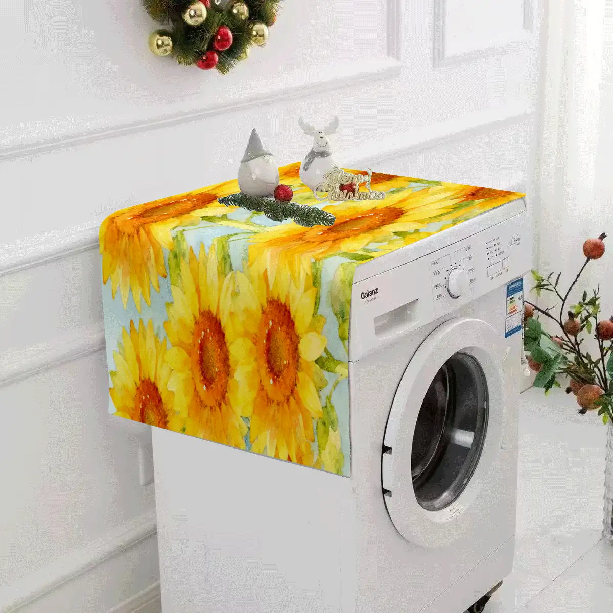 1 Sunflower Washing Machine Refrigerator Dust Cover Anti Stain Dust Cover