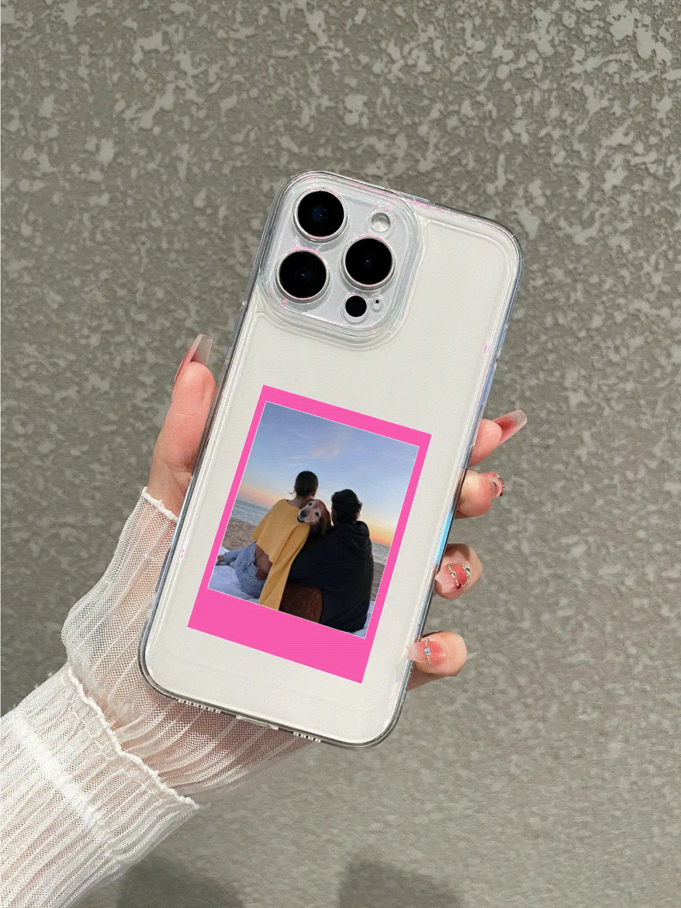 Funda personalizable para teléfono (1 pieza solamente) | Se pueden imprimir fotos o nombres, funda suave y transparente a prueba de golpes | Elegante, colorida, linda, única y personalizada | Regalo ideal perfecto para novio, novia, familia, amigos, abuelos, parejas y amantes de las mascotas | Adecuado para aniversario, cumpleaños, graduación, boda y otras ocasiones - transparente - Ver 3