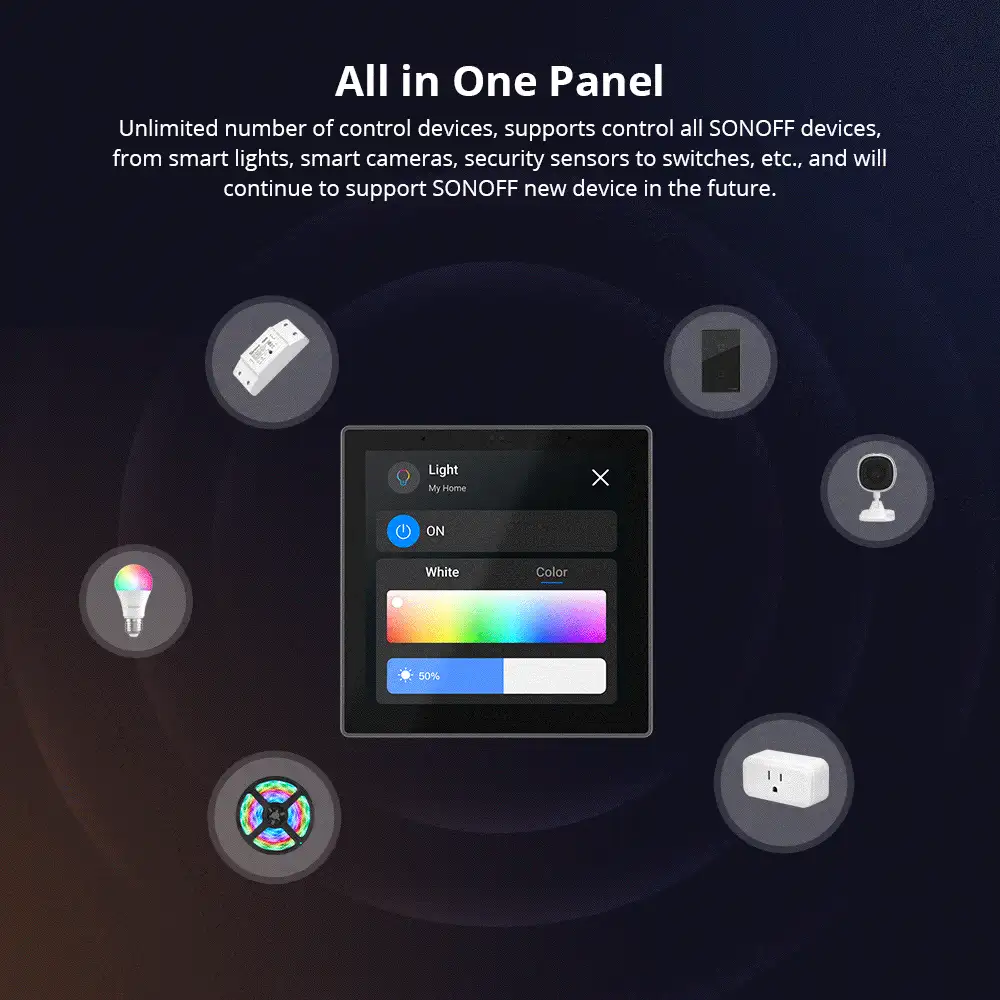 NSPanel86PB,SONOFF NSPanel Smart Scene Wall Switch,All In One Panel Control,Home Security,Temp-Control,Camera Viewer,Smart Home Control. - Black - View 3