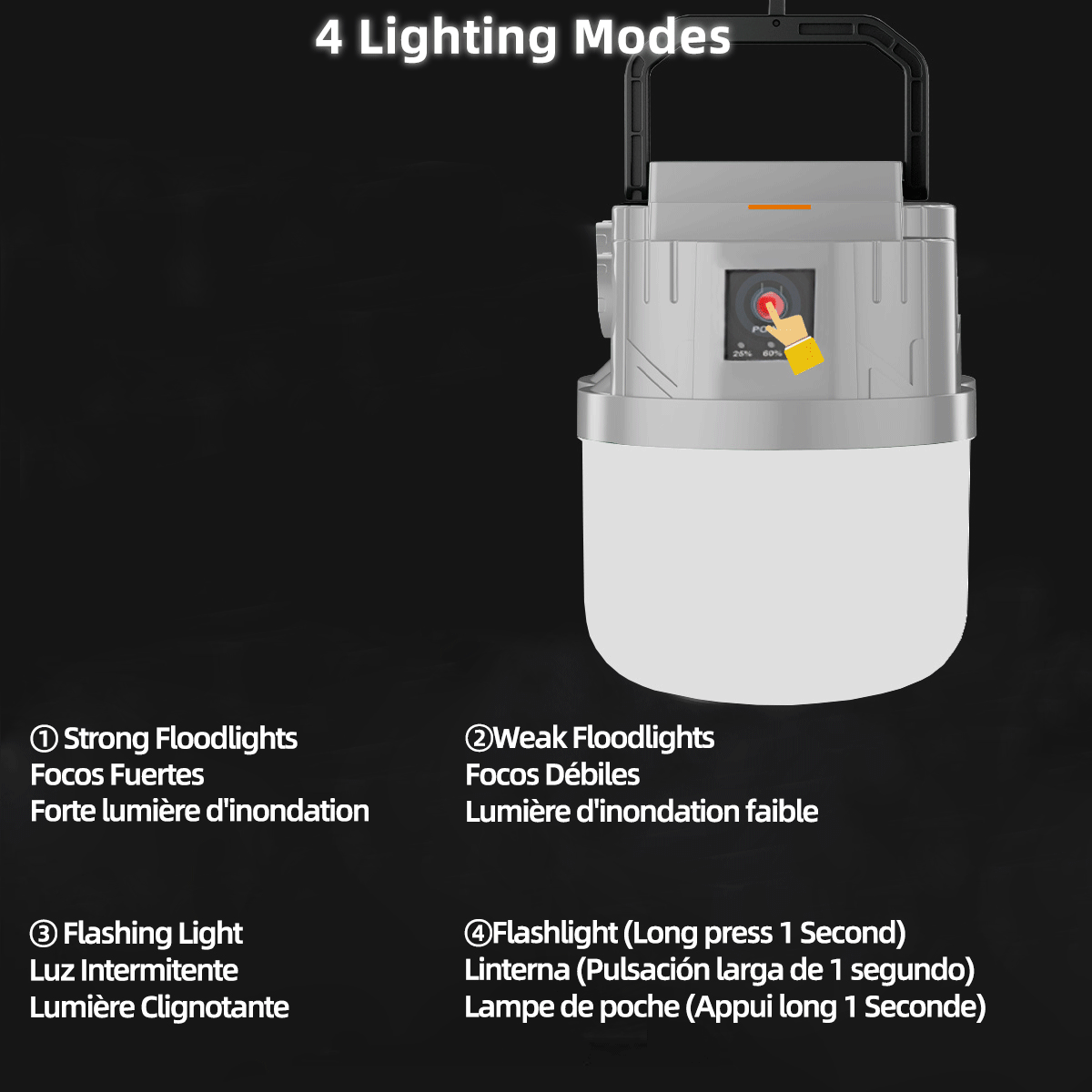 Đèn gia dụng đa năng bền bỉ, Đèn cắm trại ngoài trời sạc năng lượng mặt trời của lực lượng đặc biệt, Đèn khẩn cấp chợ đêm trong lều - trắng - Xem 5