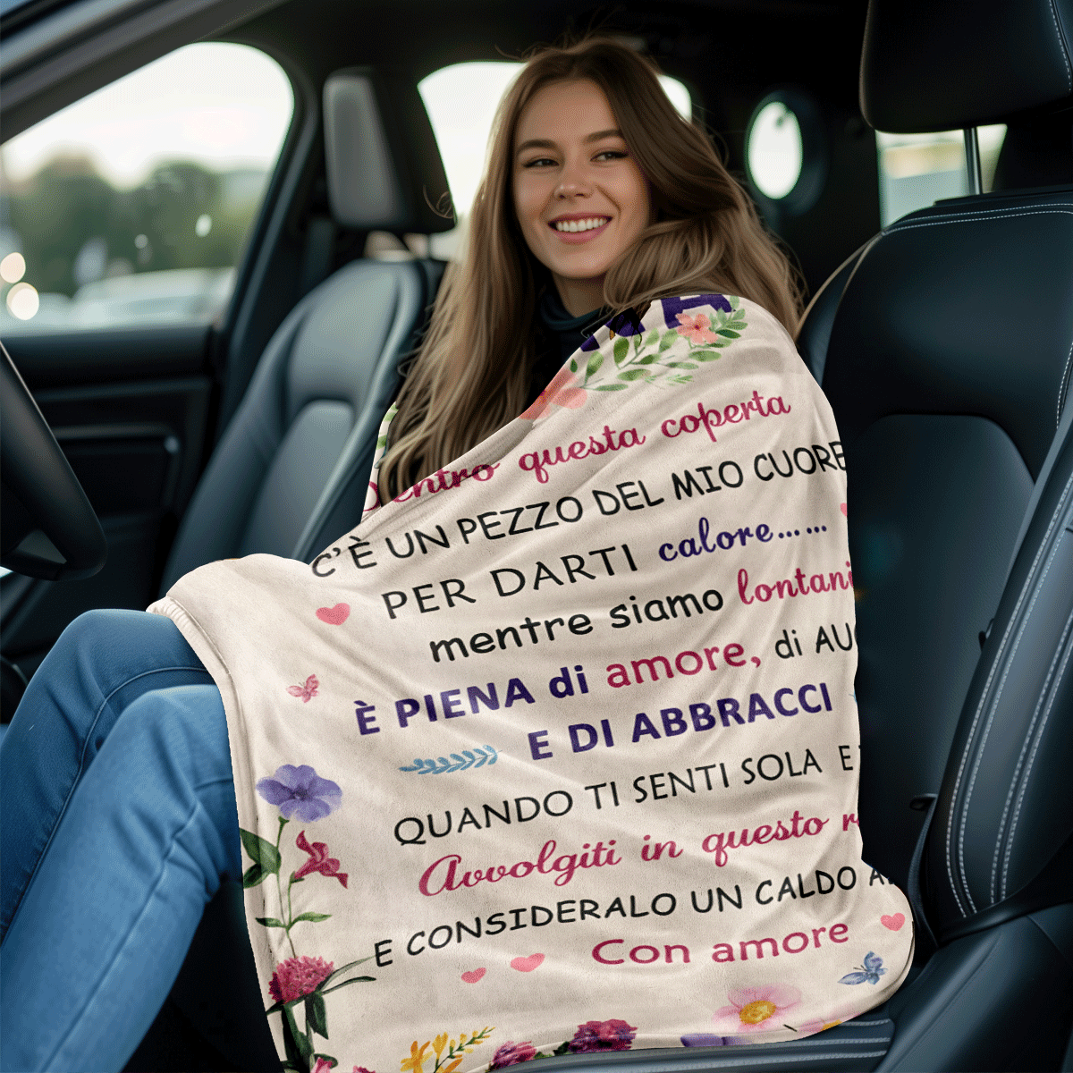 1 件意大利风格“NONNA”心形法兰绒毯子，一份传递温暖和爱的贴心礼物，法兰绒毯子，现代涤纶矩形毯子，适合多种场合 - 彩色 - 查看 7