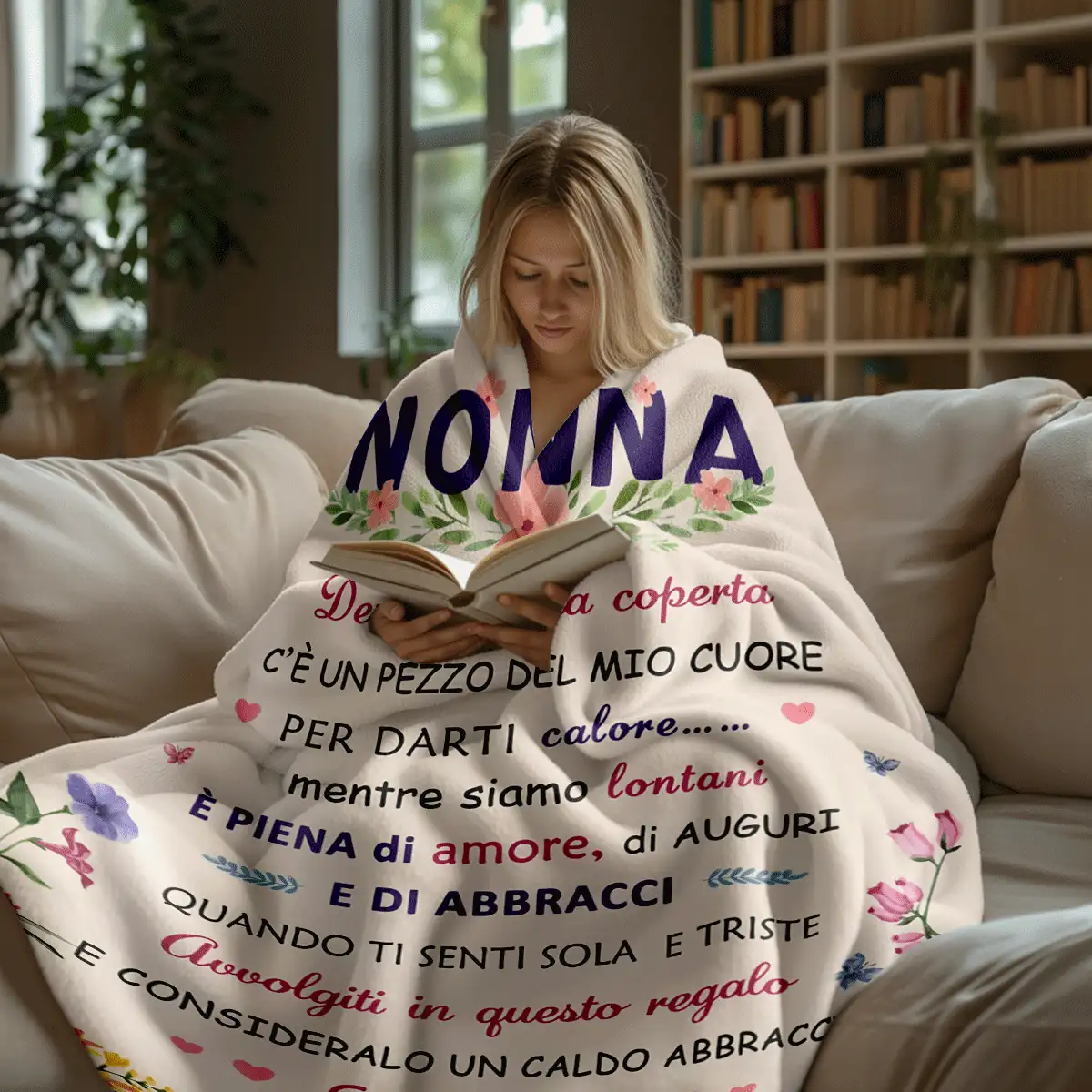 1pc Italian Style "NONNA" Heart Shaped Flannel Throw Blanket, A Thoughtful Gift Conveying Warmth And Love, Flannel Blanket, Modern Polyester Rectangular Blanket Suitable For Multiple Occasions - Multicolor - View 6