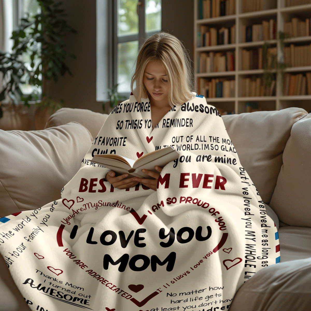 1pc "Best Mom Ever" Heartwarming Love Flannel Blanket, Exclusiveg Gift For Mom, Flannel Blanket, Modern Polyester Fiber Rectangular Blanket Suitable For Multiple Occasions - Multicolor - View 6