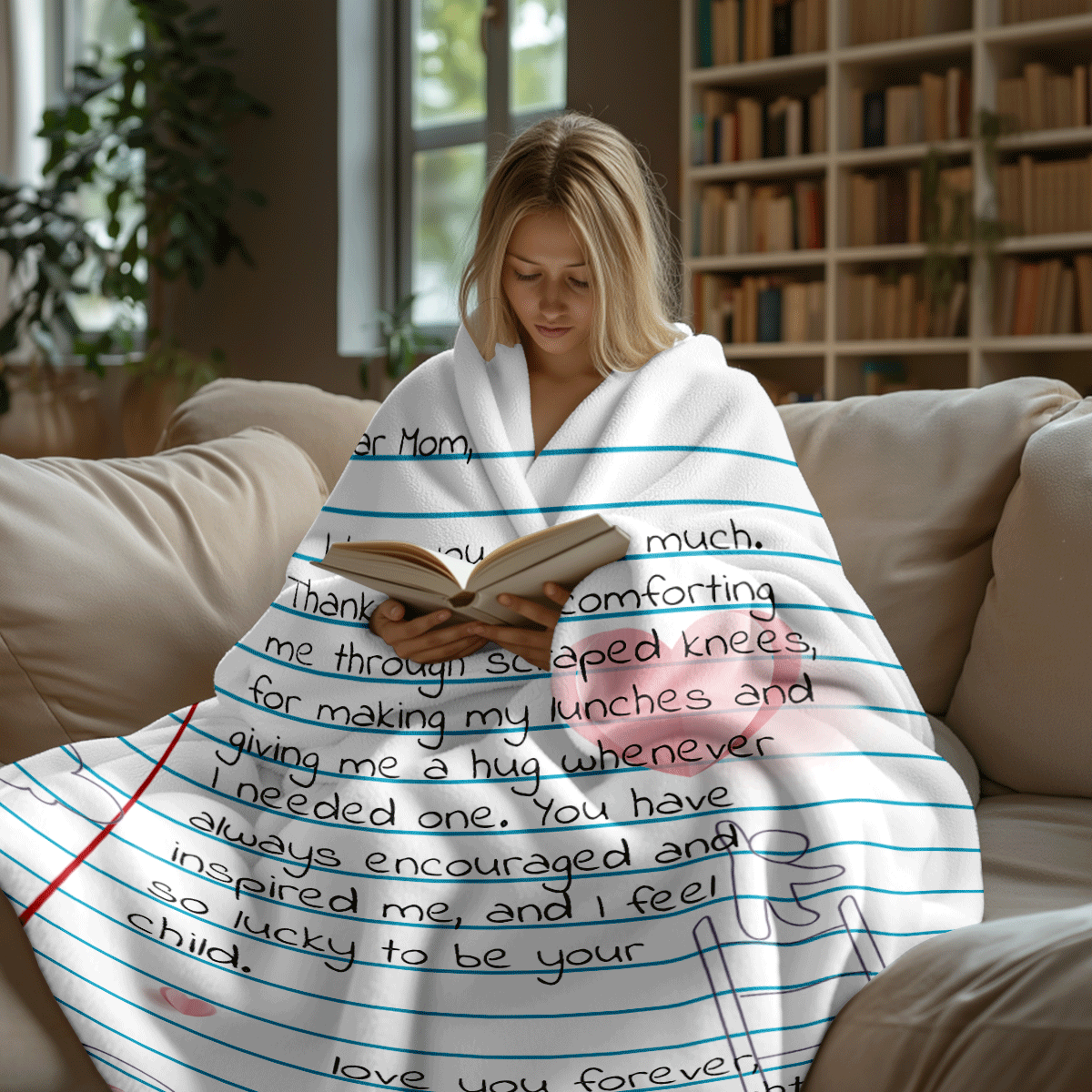 1pc Letter To Mom Flannel Blanket, Heartwarming Gift, Flannel Blanket, Modern Polyester Rectangular Blanket Suitable For Multiple Occasions - Multicolor - View 6