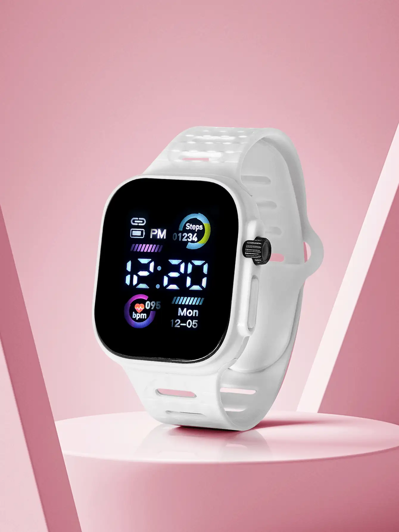 1pc Youth/Student Astronaut Airplane Casual TPU LED Electronic Sports Watch, Suitable For Daily Life, Back To School - White - View 4
