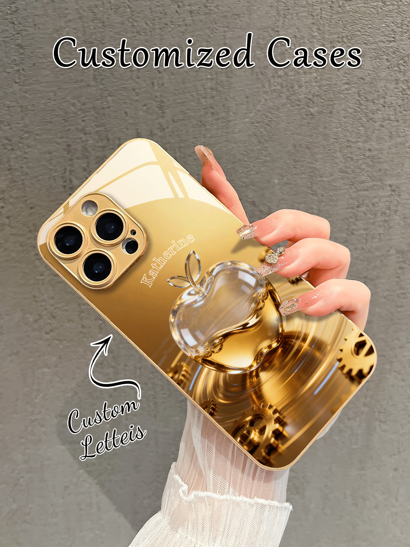 1个可定制名字的金色苹果创意手机壳，兼容三星S24 Ultra/S25 Ultra、苹果17 Pro Max/16 Pro Max/15 Pro/14 Plus/13 Pro/12 Pro Max/11/Xs Max/8/7/6 Plus以及红米手机，适合作为生日礼物送给女友/男友或自用。 - 金色 - 查看 2