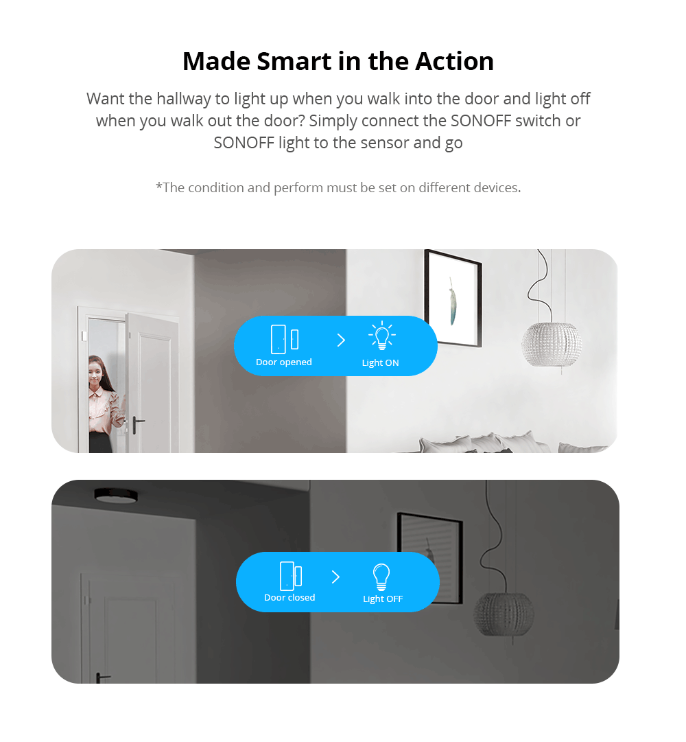 SONOFF DW2-Wi-Fi,Wireless Door Window Alarm Sensor With Phone Alerts, No Hub Required, Works With Alexa, Low-Battery Reminder, 2.4GHz WiFi Connectivity. - White - View 6